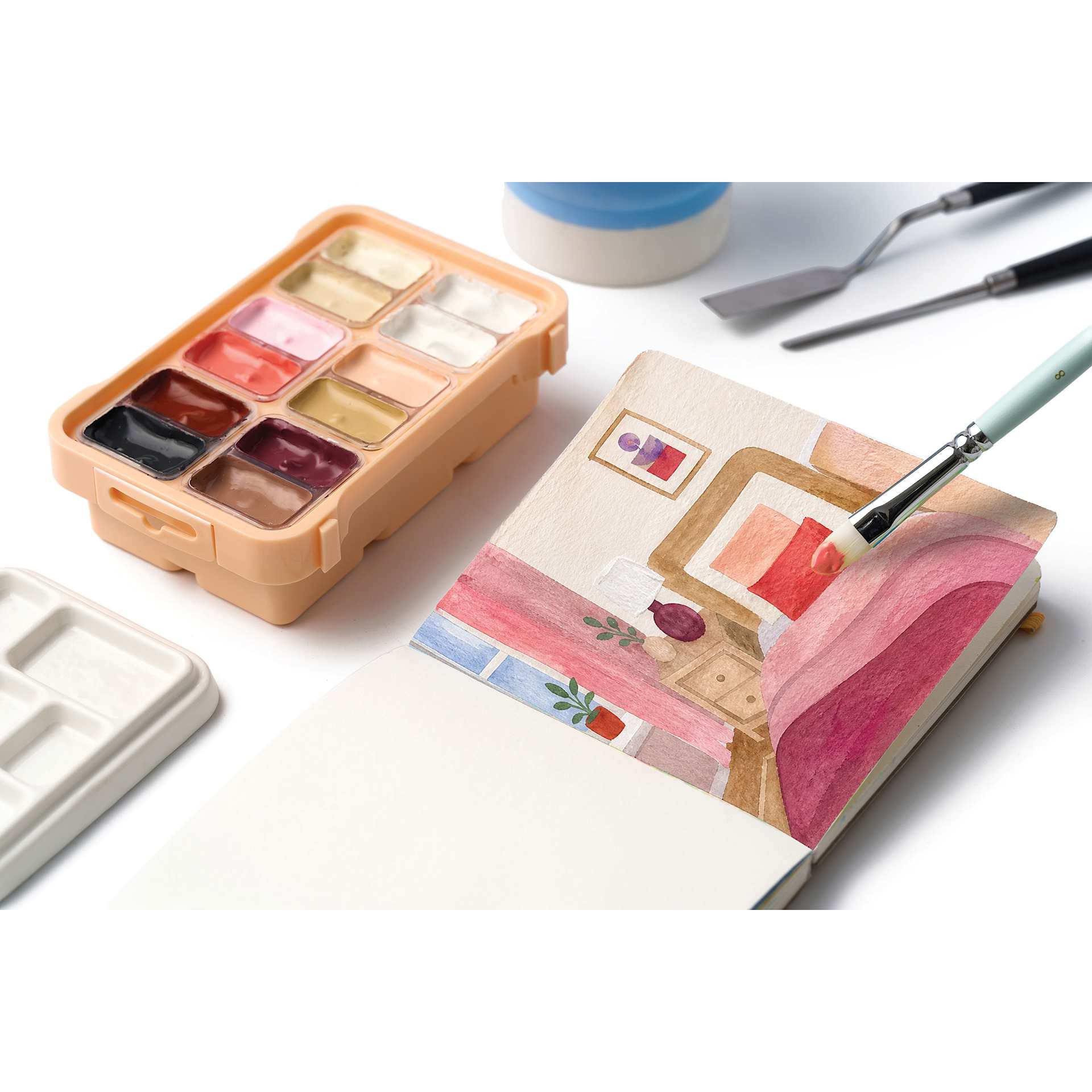 Himi Jelly Gouache Paint - Set of 12, Lovely Portrait colors being uesed to paint