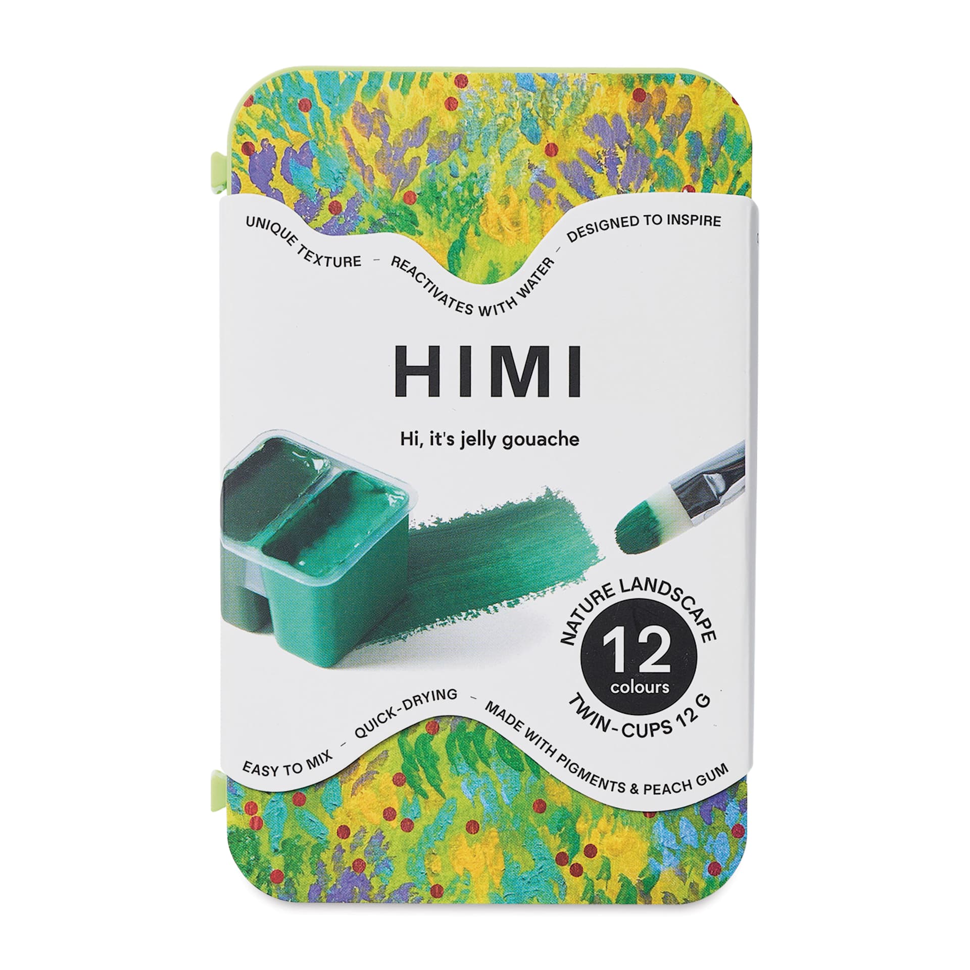 Himi Jelly Gouache Paint - Set of 12, Nature Landscape, 12 g cups front of packaging