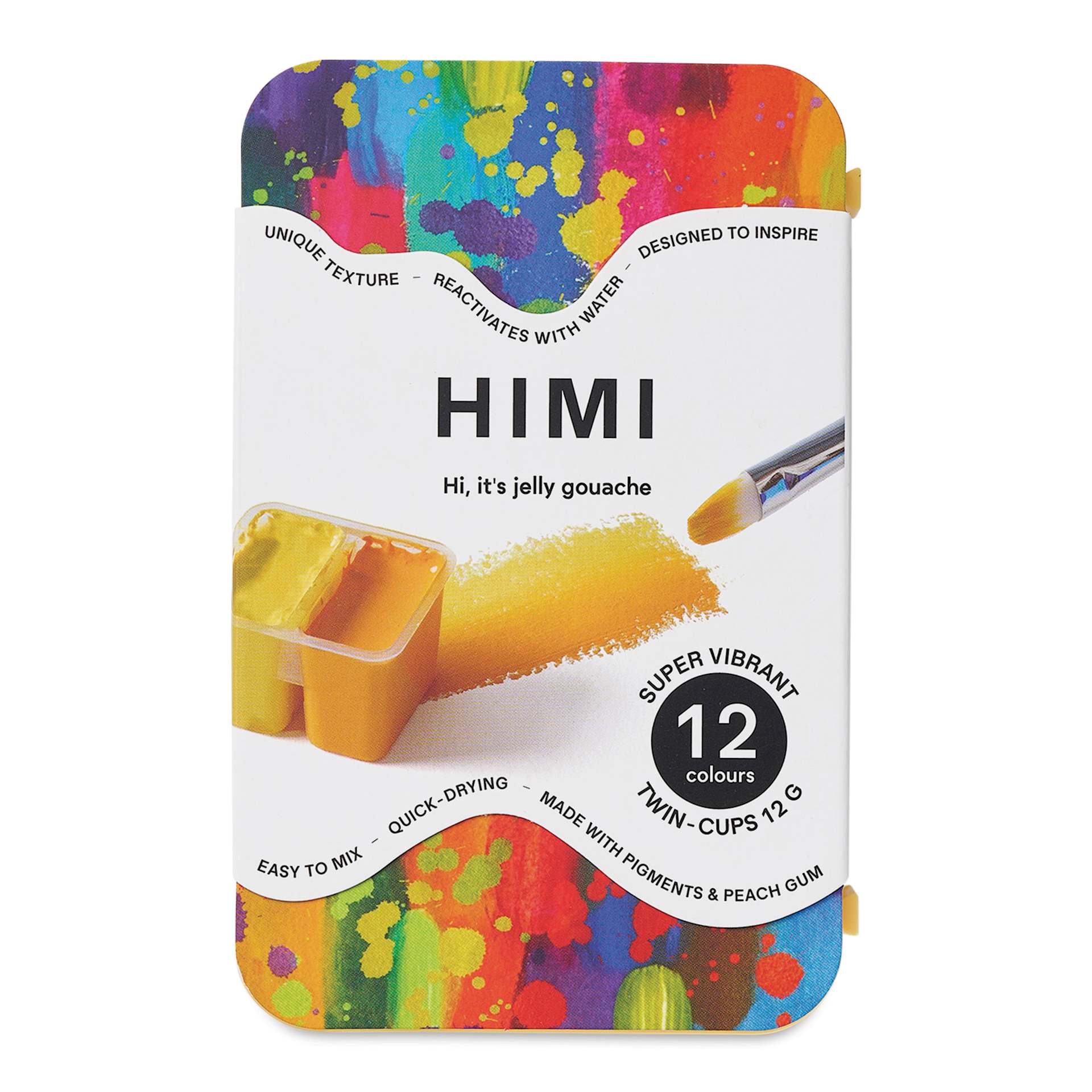 Himi Jelly Gouache Paint - Set of 12, Super Vibrant, 12 g cups front of package
