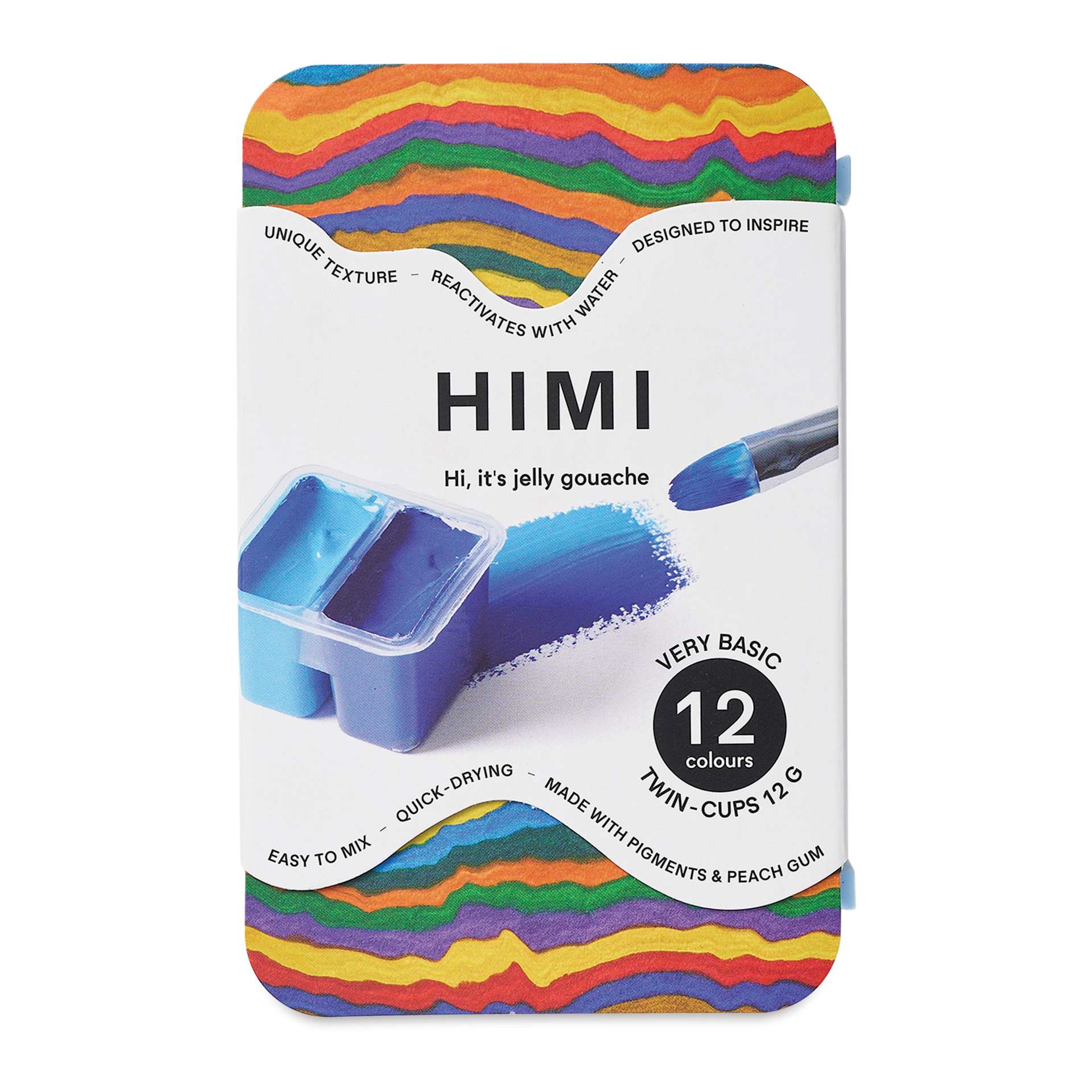 Himi Jelly Gouache Paint - Set of 12, Basic Colors, 12 g cups front of package
