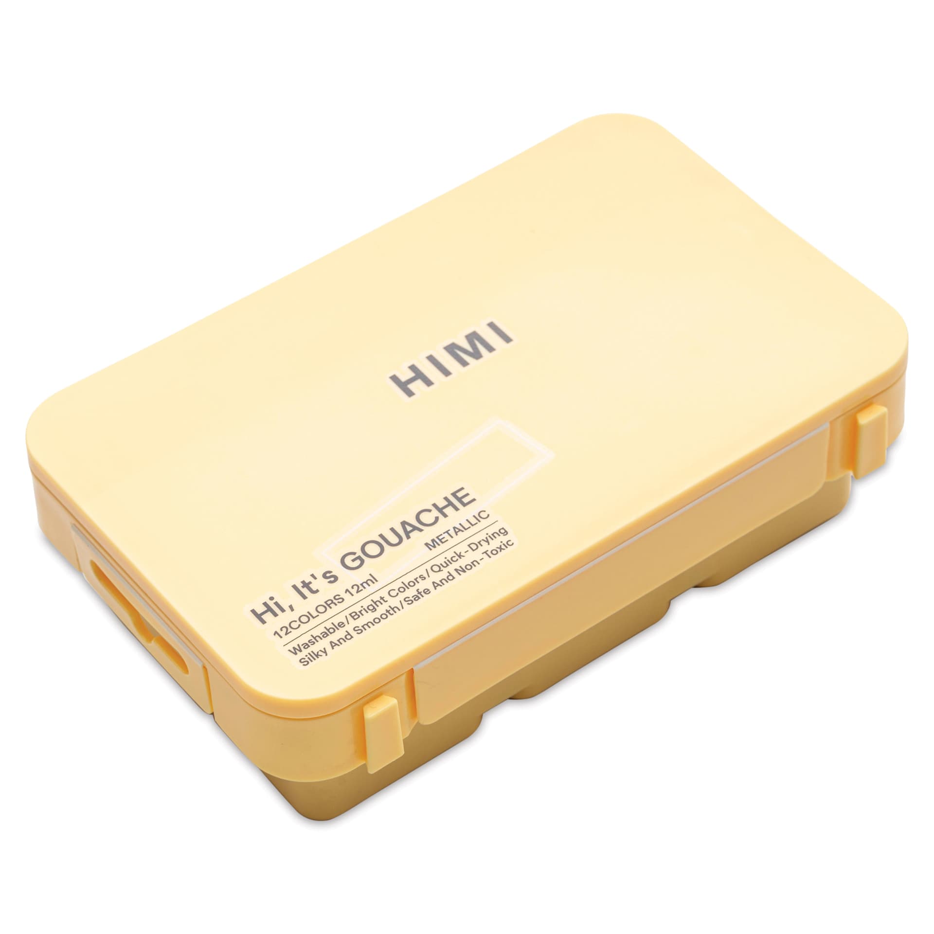 Front of case for the Himi Jelly Gouache Paints Set of 12, Metallic Colors