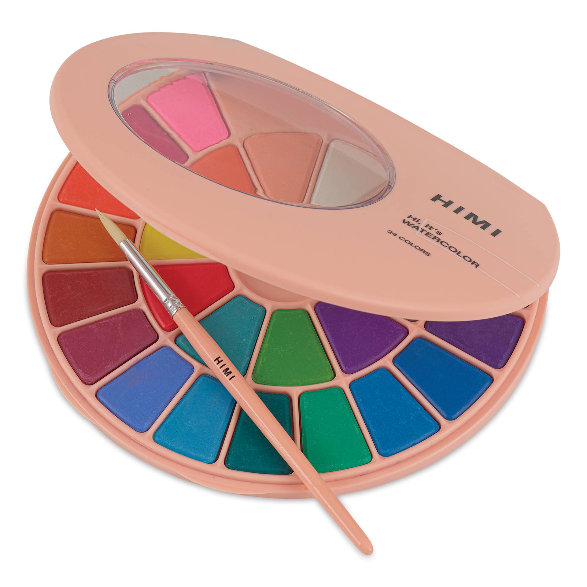 Himi Watercolor Paint Pans - Set of 24, Assorted Colors with brush