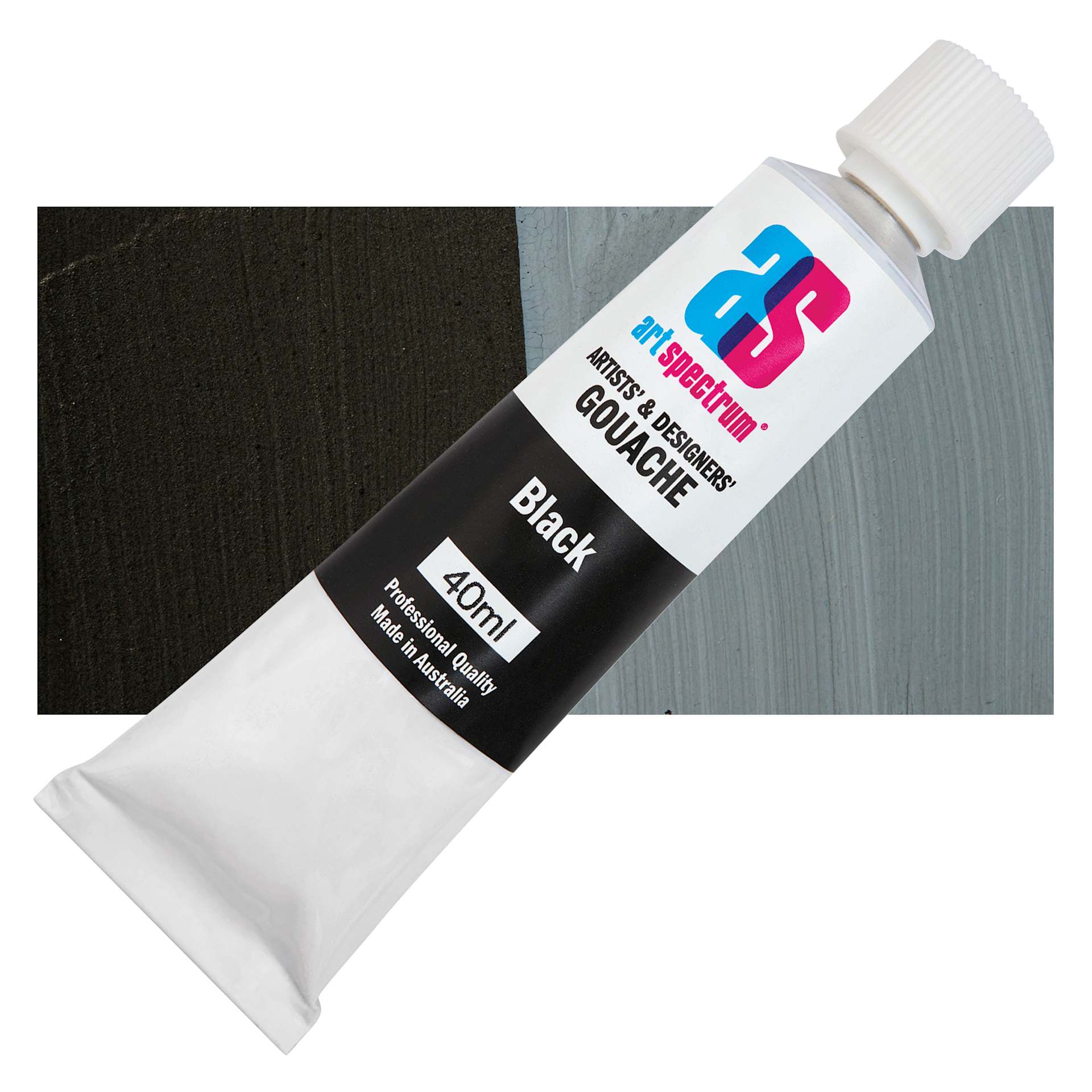 Art Spectrum Artists' Gouache - Black, 40 ml tube and swatch