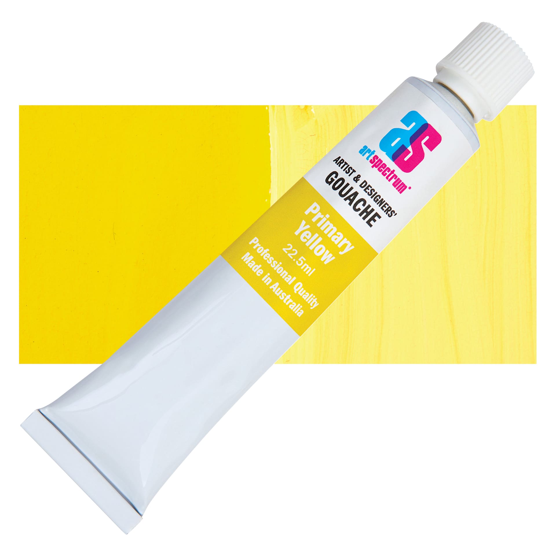 Art Spectrum Artists' Gouache - Primary Yellow, 22.5 ml tube and swatch