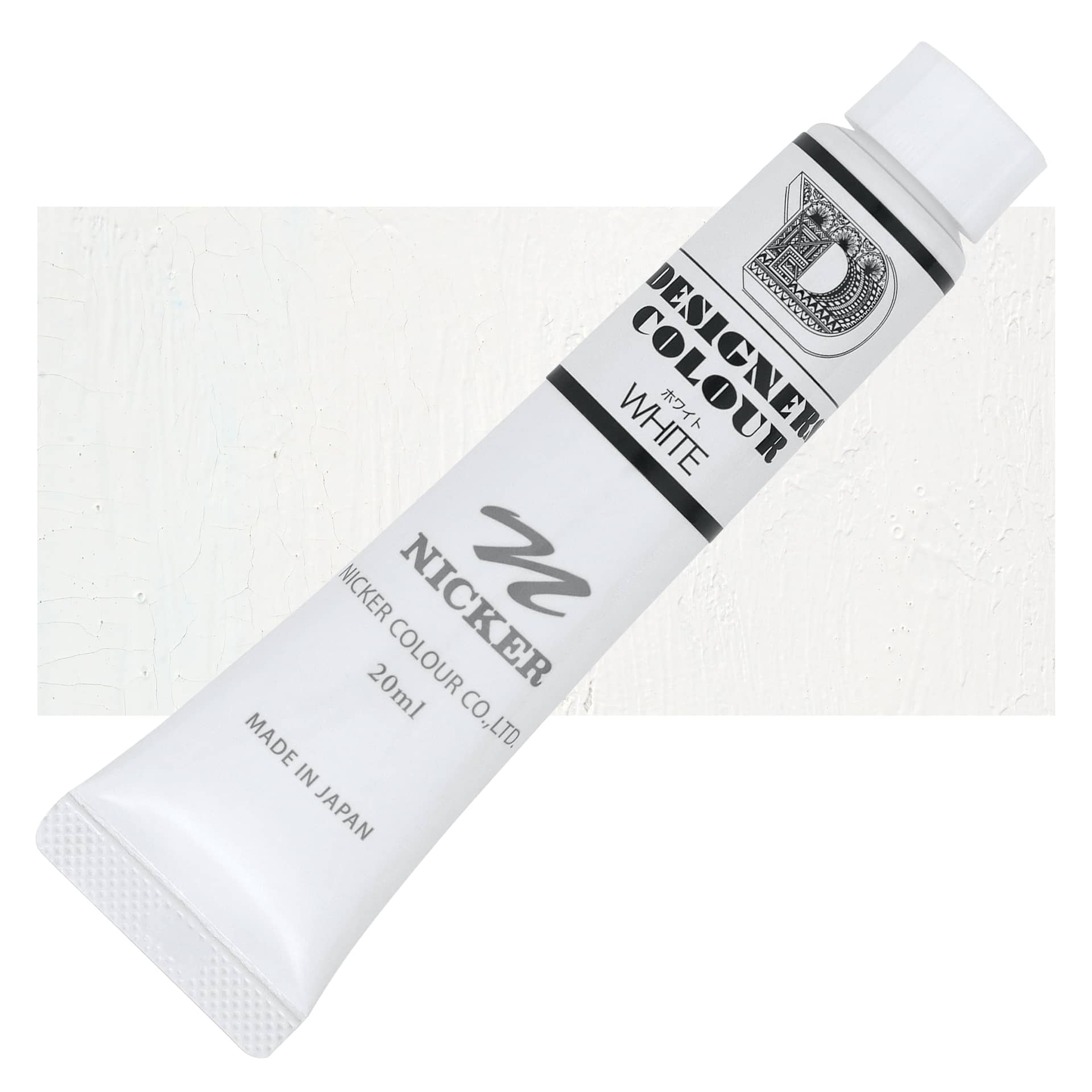 Nicker Designers Color Gouache - White, 20 ml tube and swatch