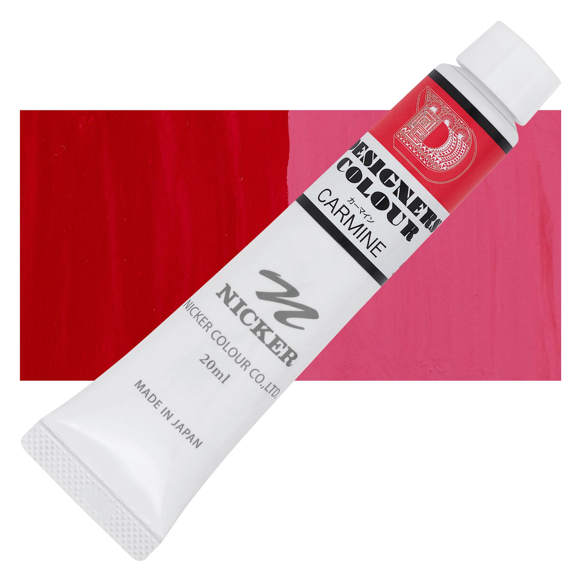 Nicker Designers Color Gouache - Carmine, 20 ml tube and swatch