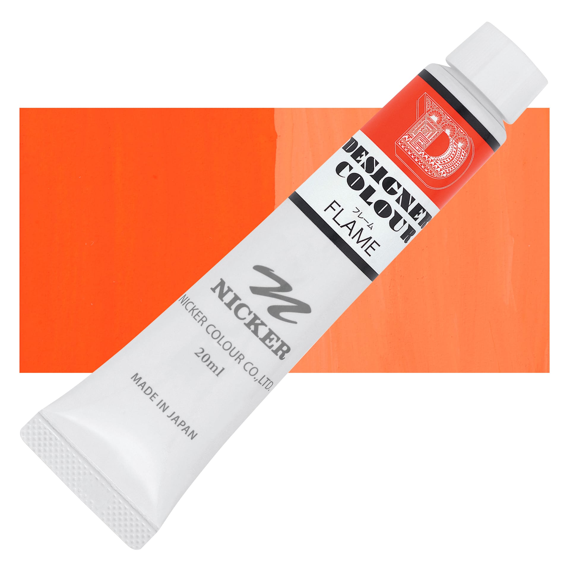 Nicker Designers Color Gouache - Flame, 20 ml tube and swatch