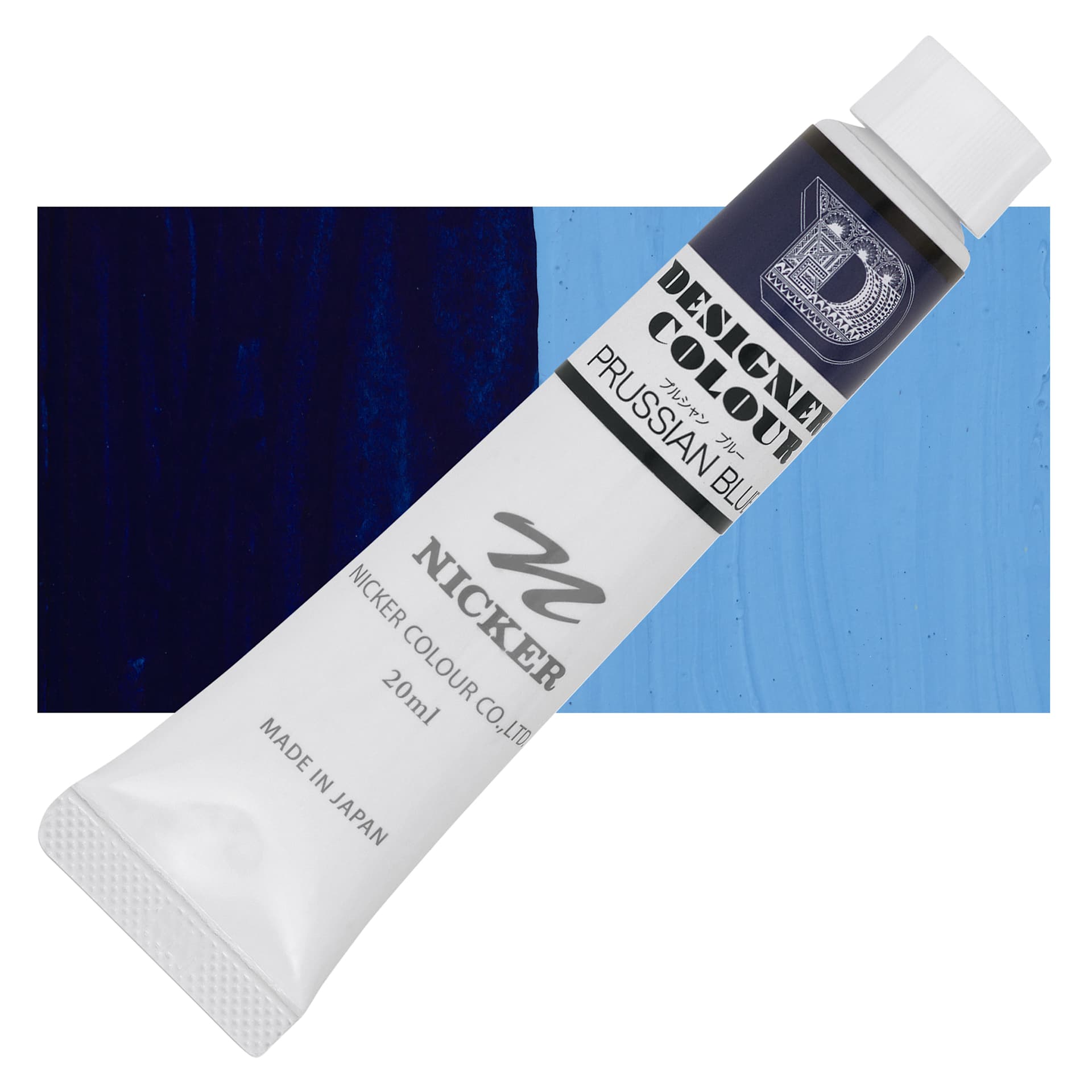 Nicker Designers Color Gouache - Prussian Blue, 20 ml tube and swatch