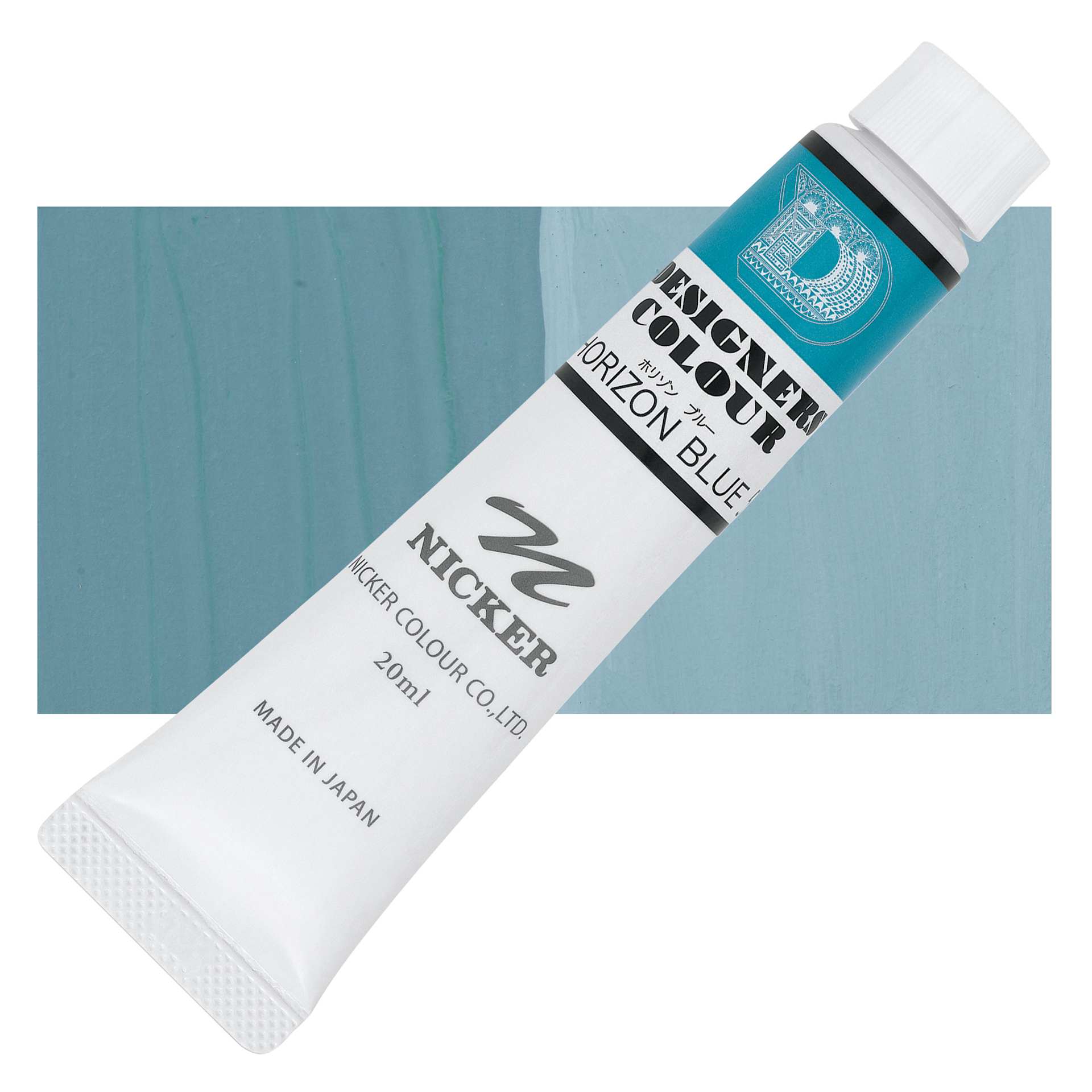 Nicker Designers Color Gouache - Horizon Blue, 20 ml tube and swatch