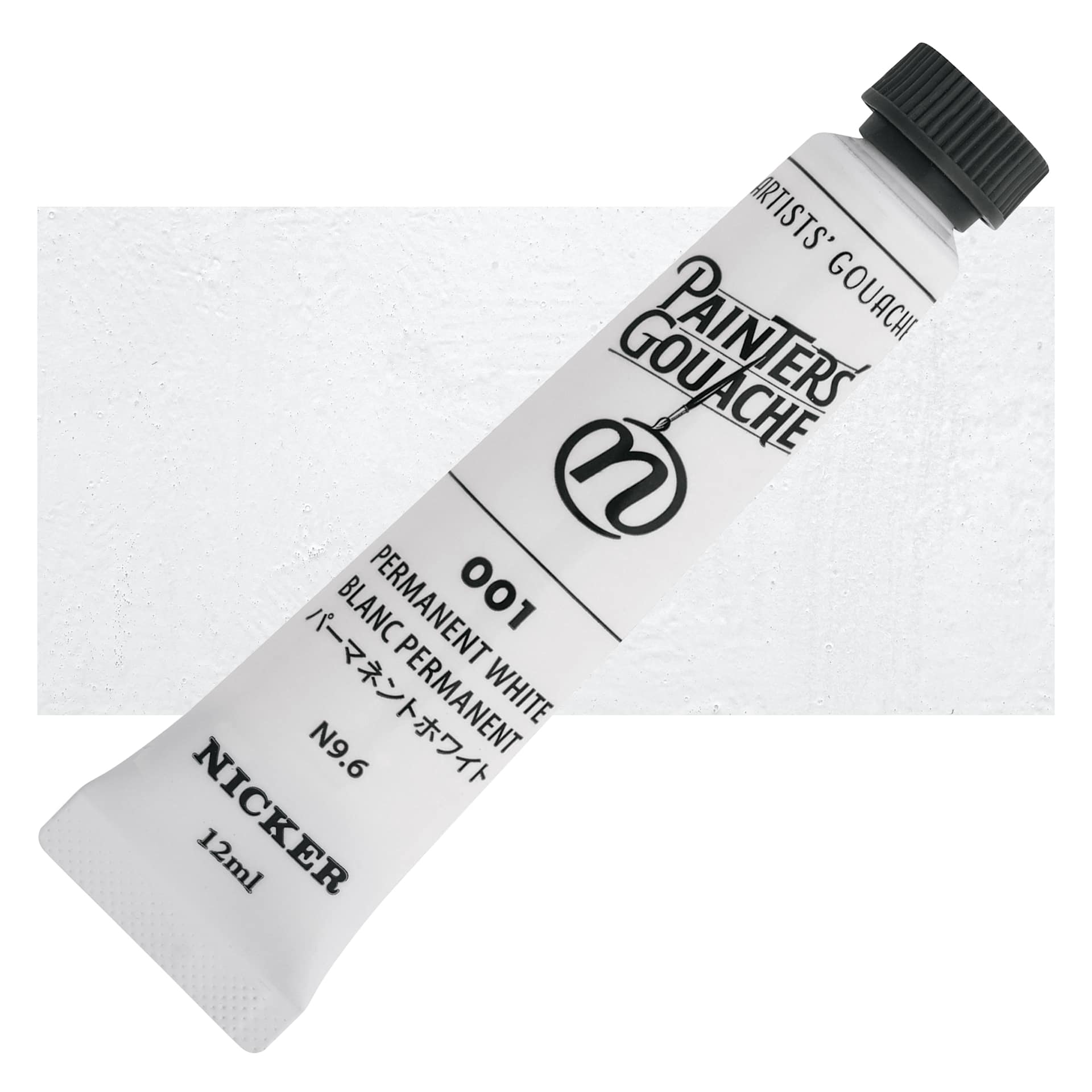 Nicker Painter’s Gouache - Permanent White, 12 ml tube and swatch