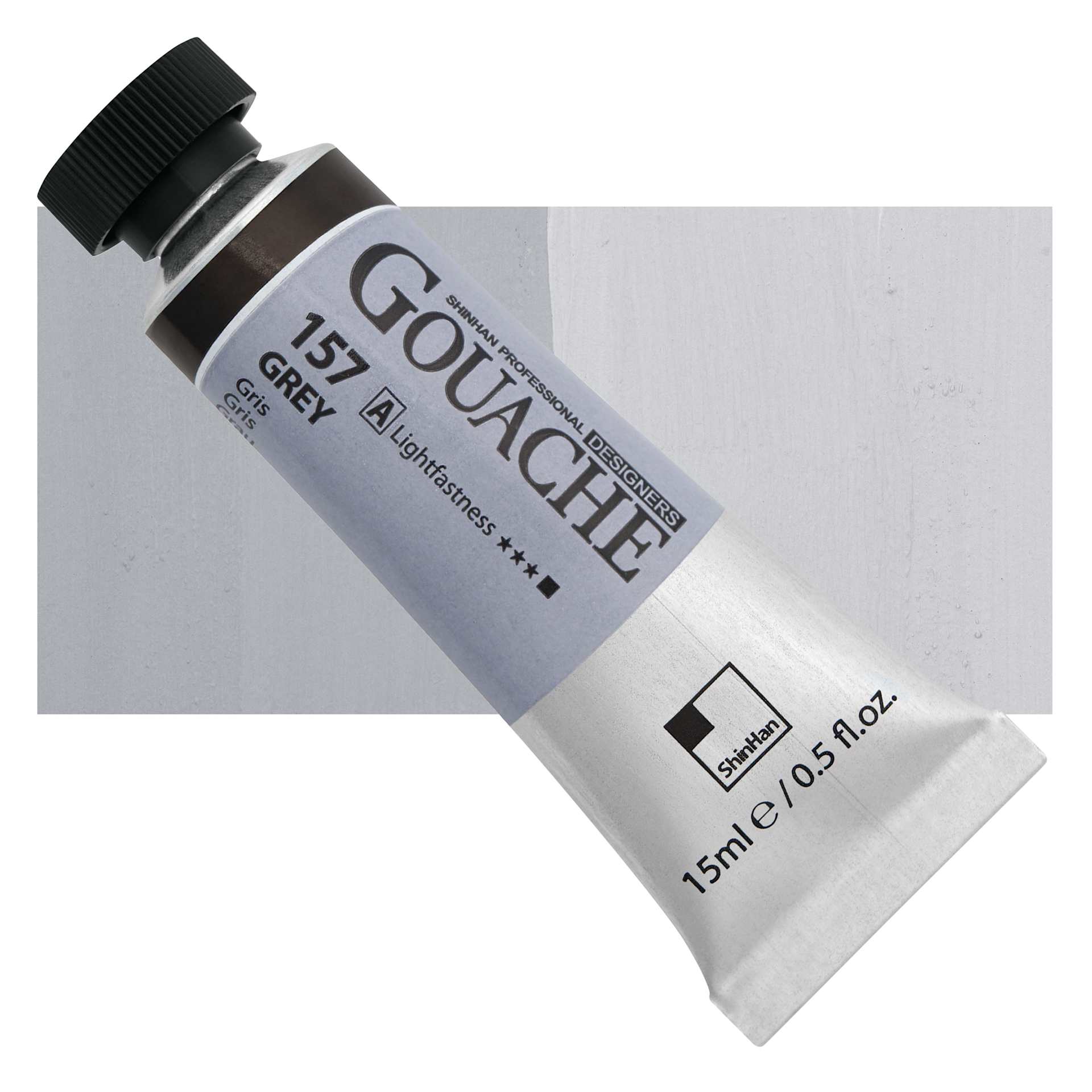 ShinHan Professional Designers Gouache - Grey, 15 ml tube and swatch