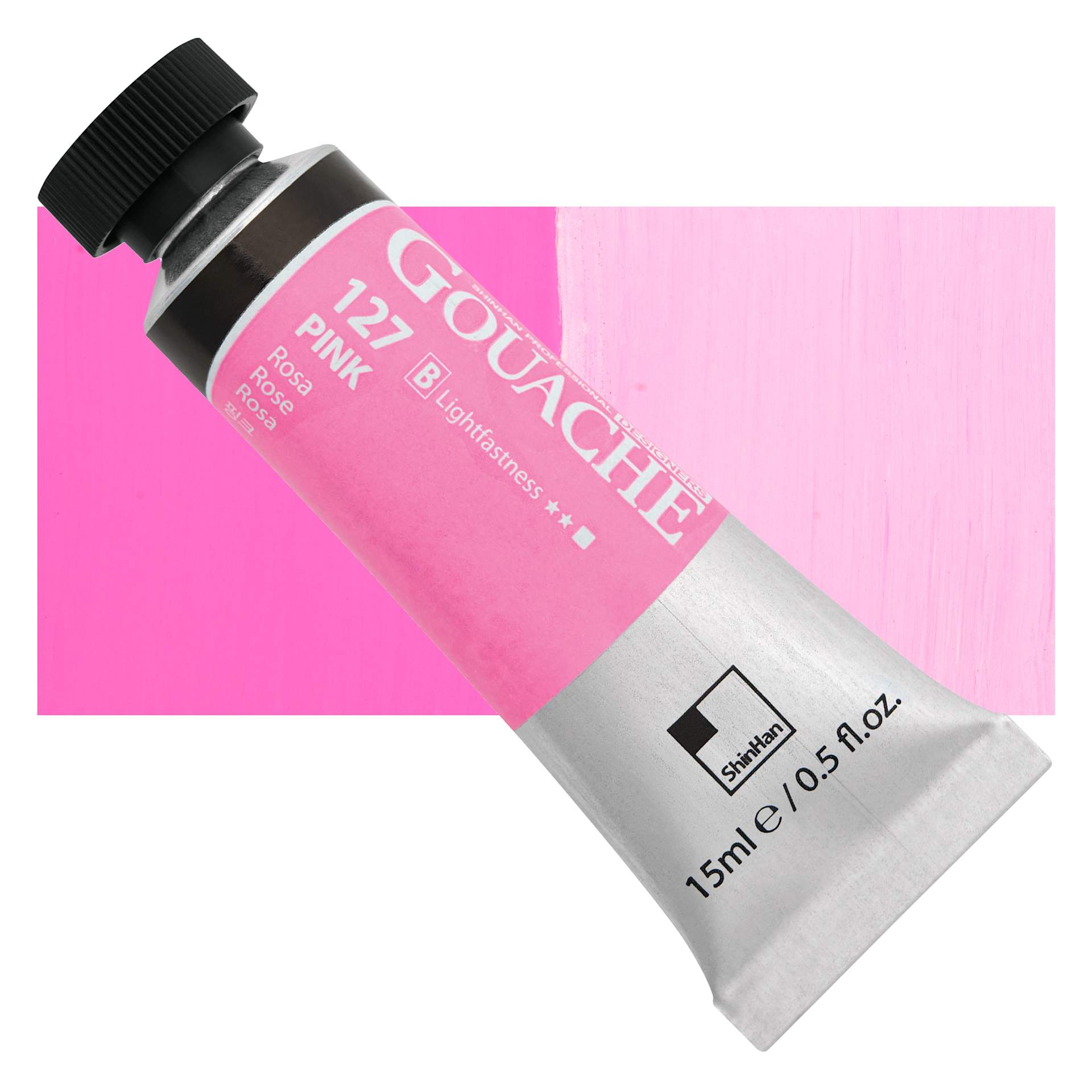 ShinHan Professional Designers Gouache - Pink 15 ml tube and swatch