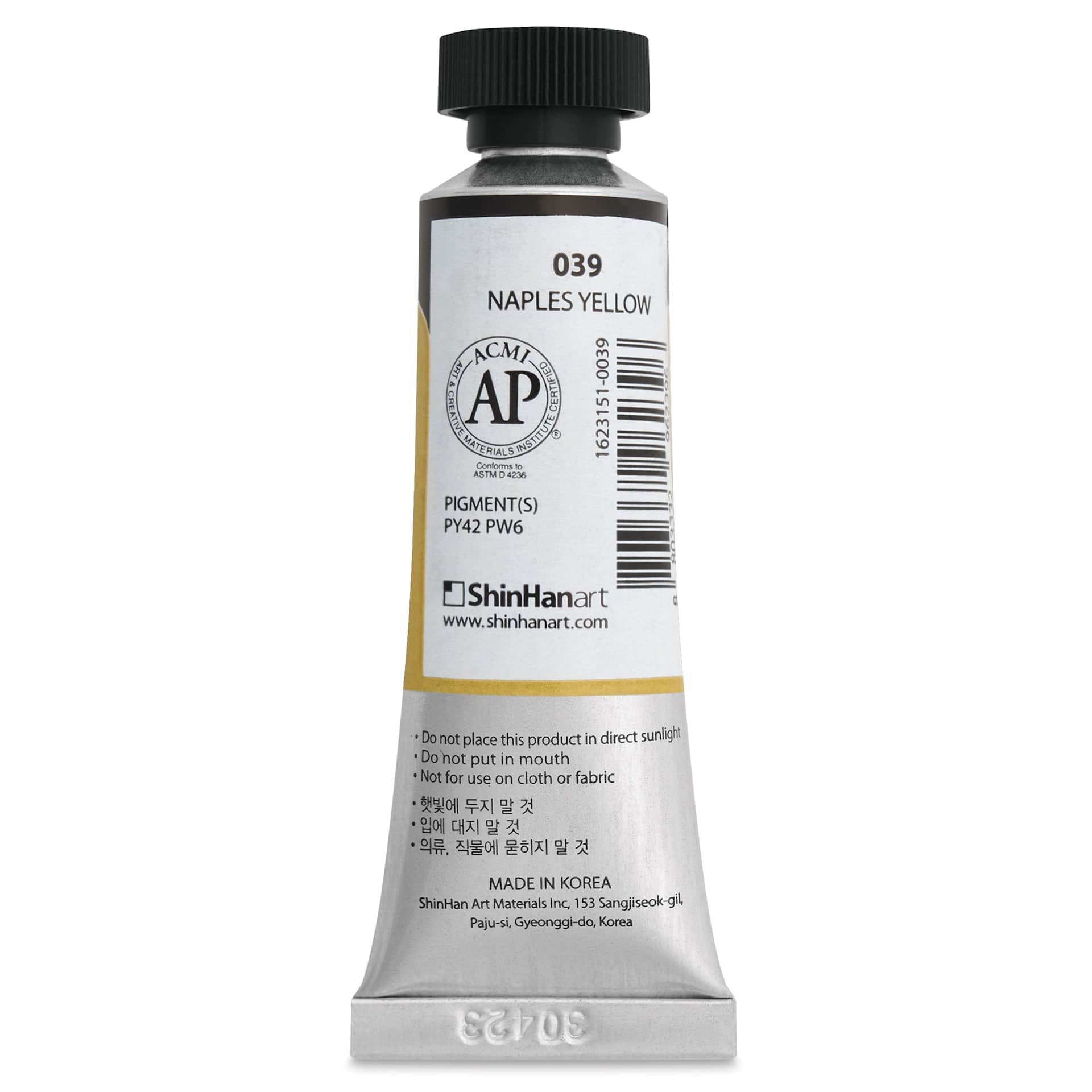 ShinHan Professional Designers Gouache - Naples Yellow, 15 ml - back