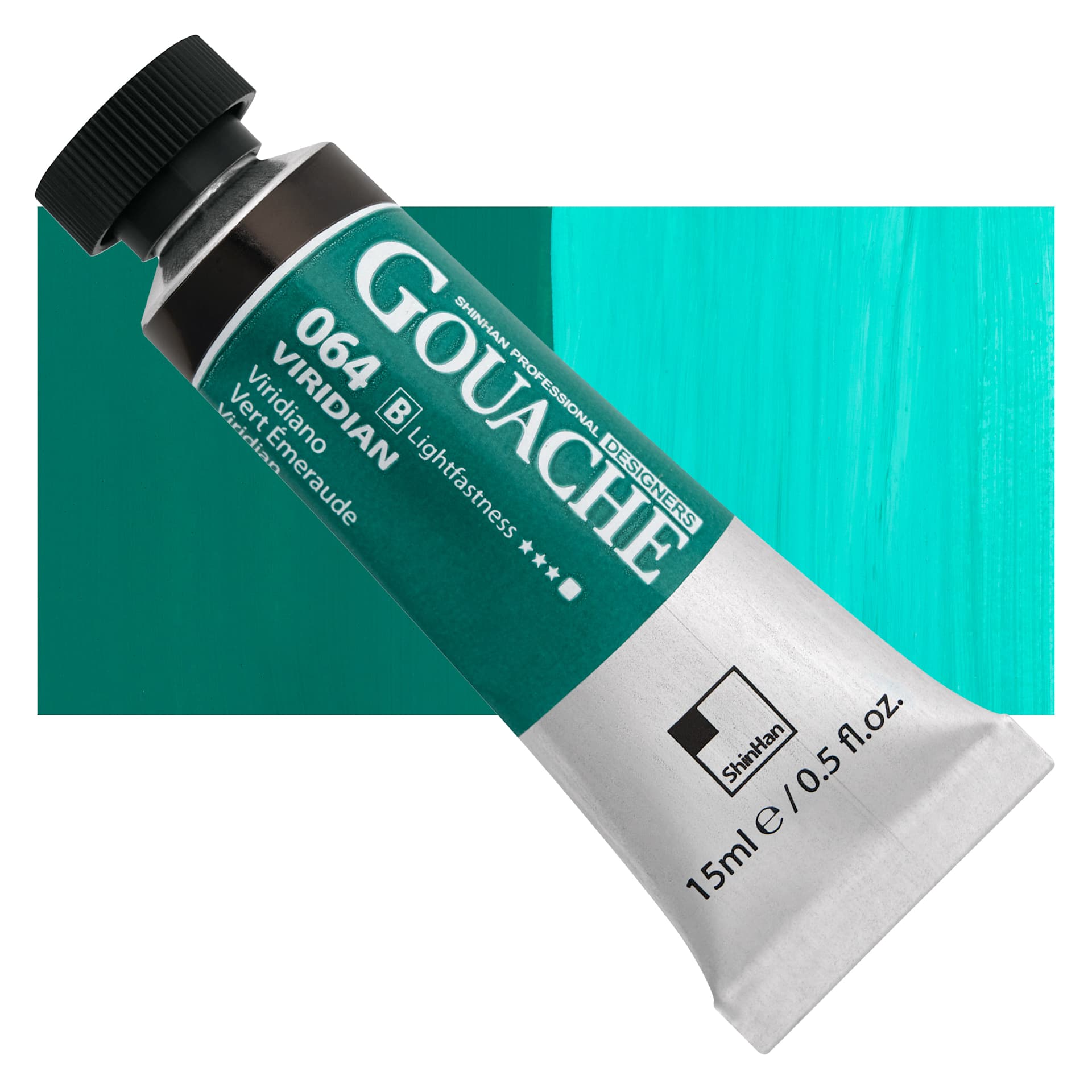 ShinHan Professional Designers Gouache - Viridian, 15 ml tube and swatch