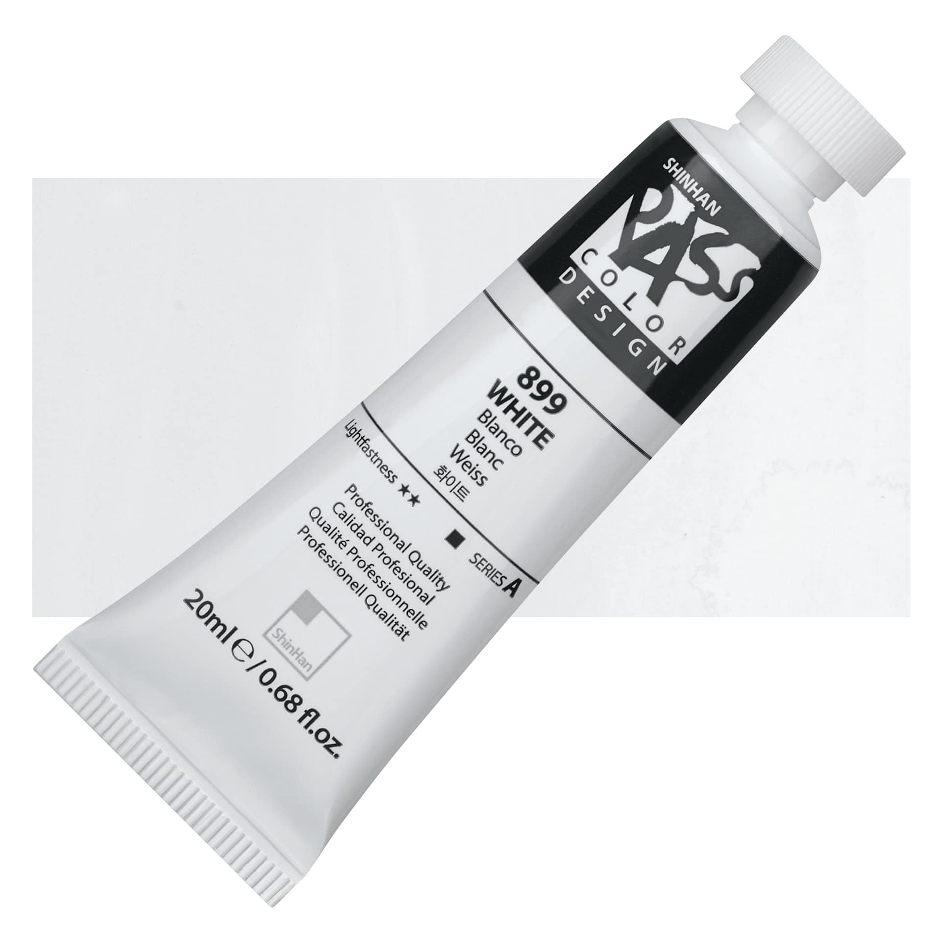 ShinHan Pass Colors Opaque Watercolor Tube - White, 20 ml tube and swatch