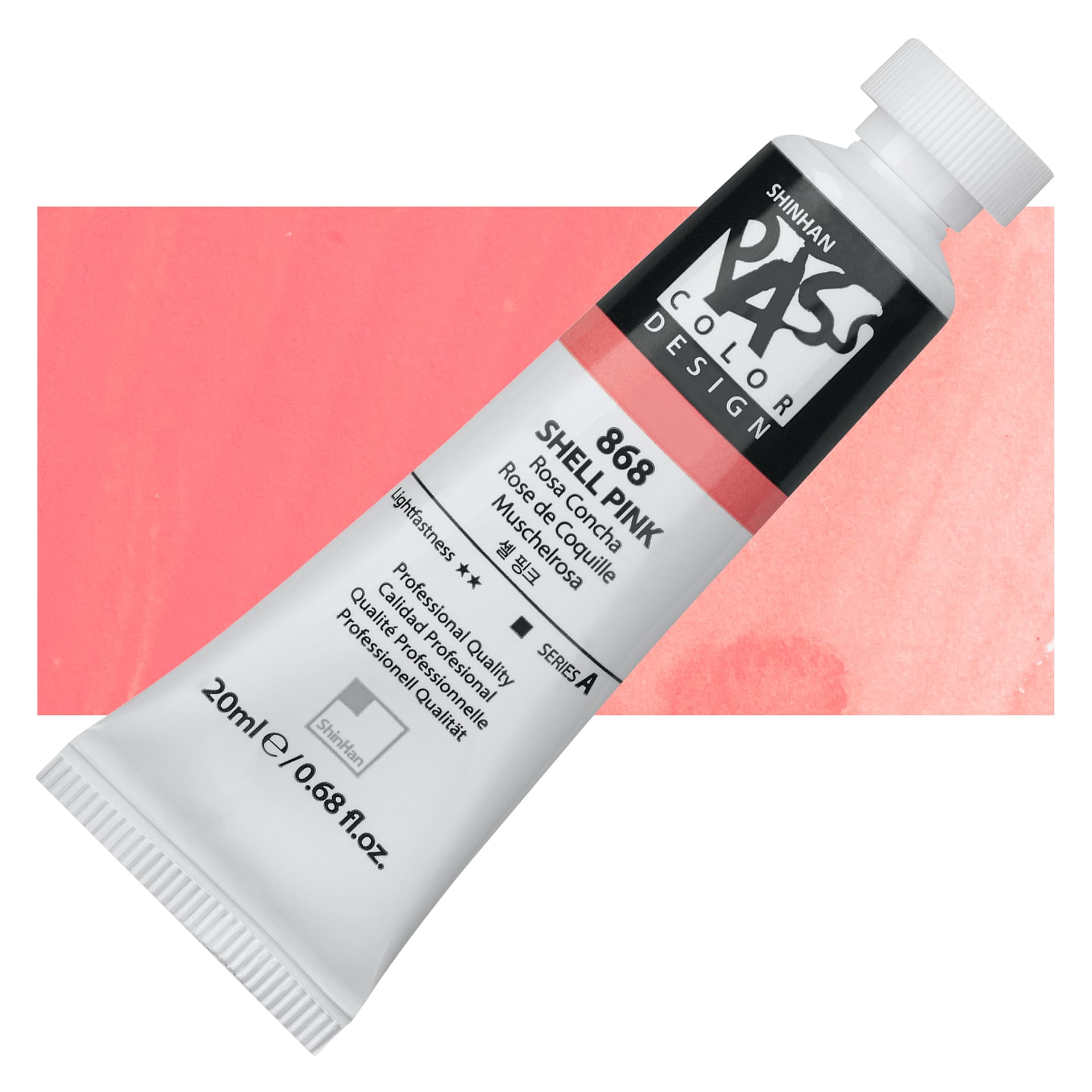 ShinHan Pass Colors Opaque Watercolor Tube - Shell Pink, 20 ml tube and swatch