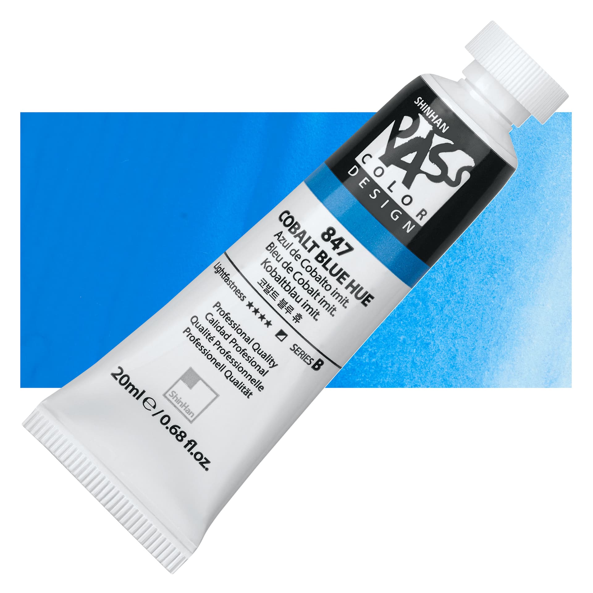 ShinHan Pass Colors Opaque Watercolor Tube - Cobalt Blue Hue, 20 ml tube an swatch