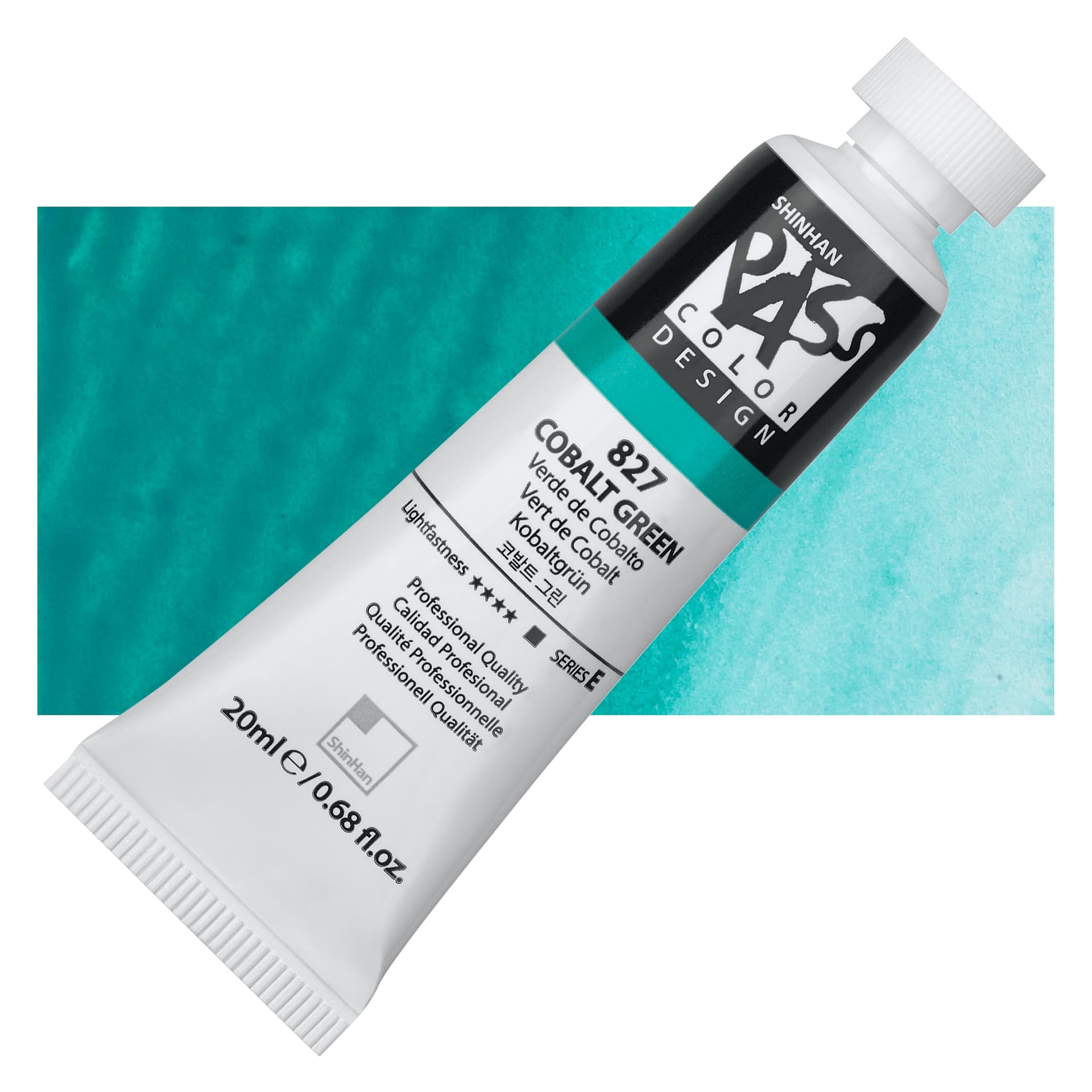 ShinHan Pass Colors Opaque Watercolor Tube - Cobalt Green, 20 ml tube and swatch