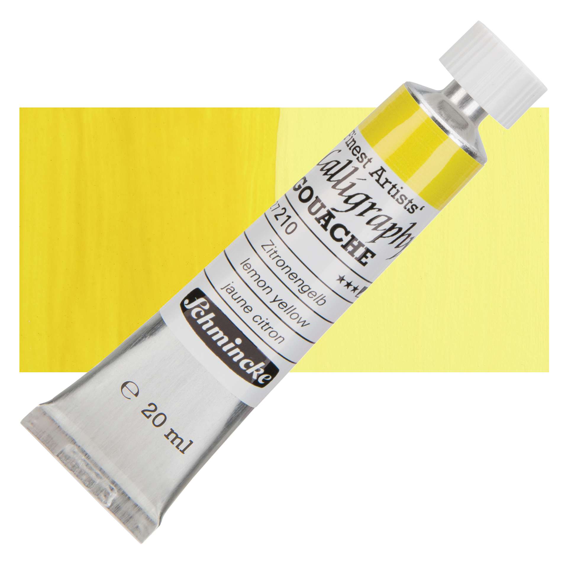 Schmincke Calligraphy Gouache - Lemon Yellow, 20 ml Tube and swatch