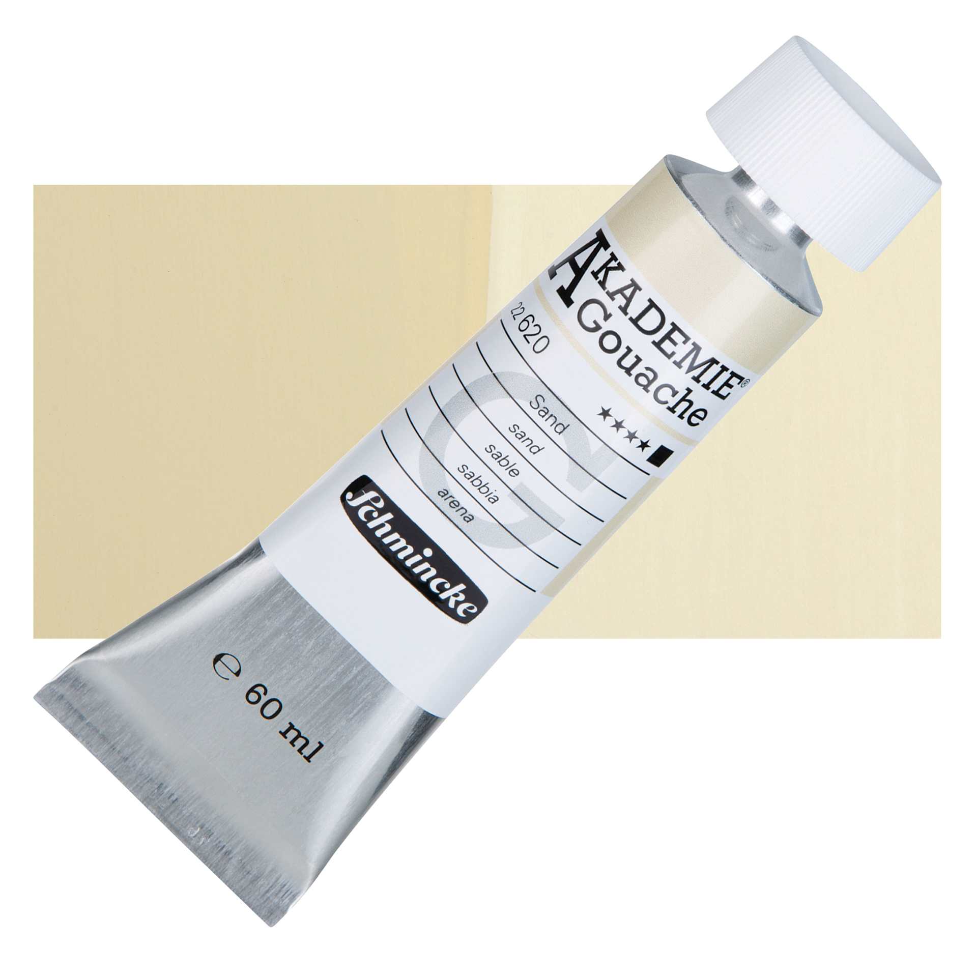 Schmincke Akademie Gouache Paint - Sand, 60 ml Tube and Swatch