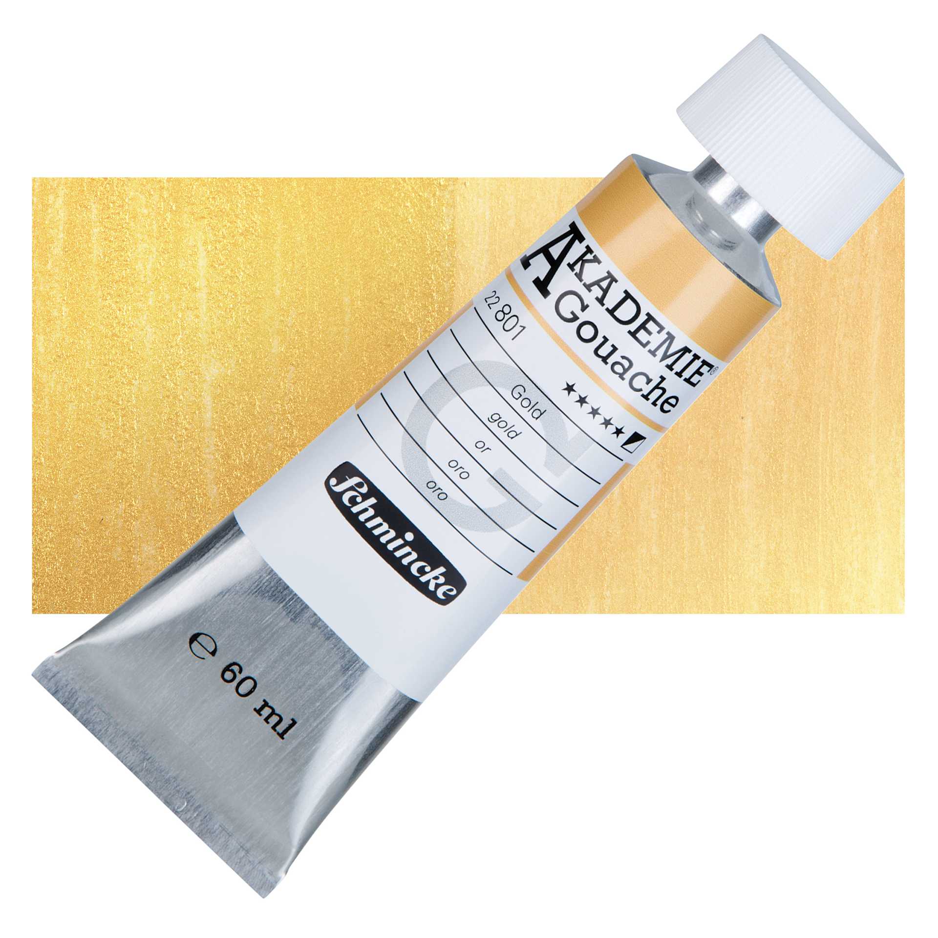 Schmincke Akademie Gouache Paint - Gold, 60 ml Tube and Swatch