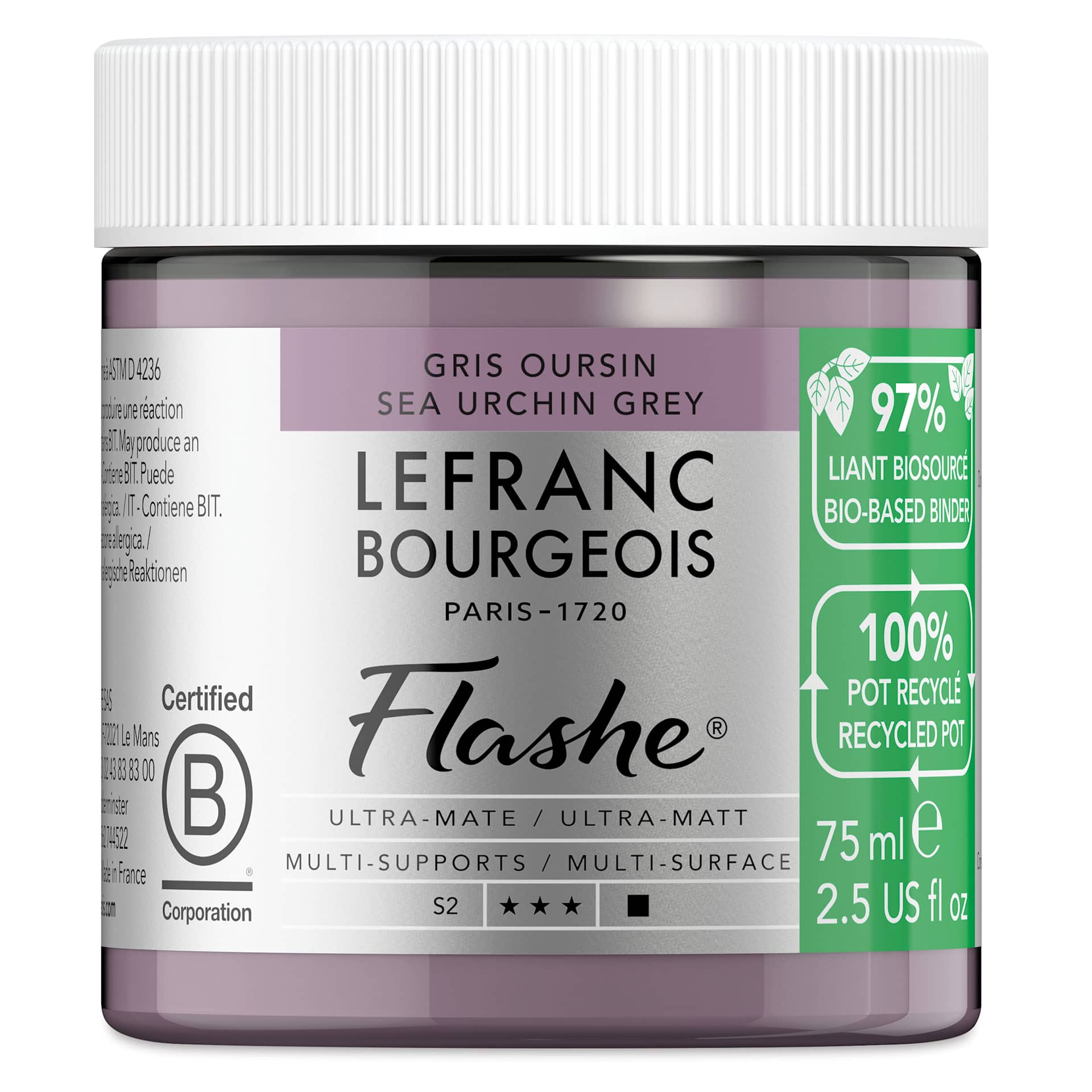 Lefranc Bourgeois Flashe Biobased Paint - Sea Urchin Grey, 75 ml