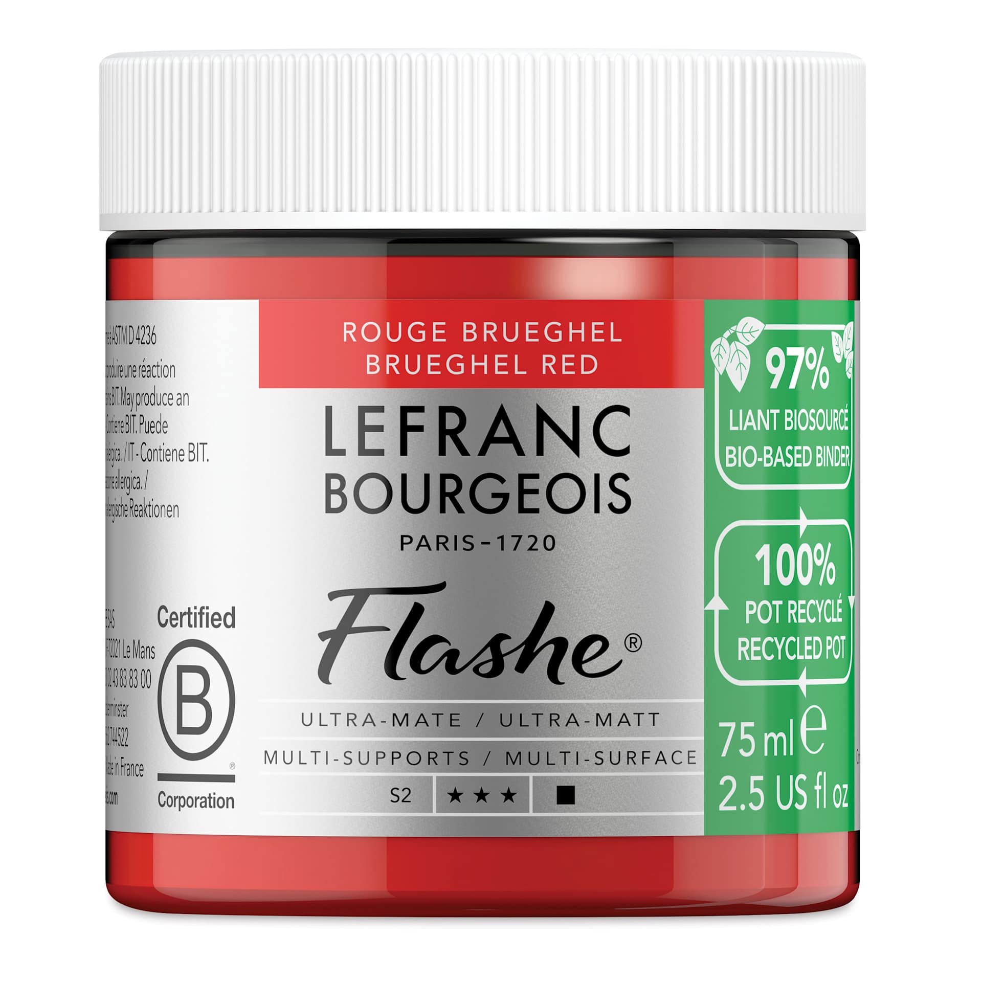 Lefranc Bourgeois Flashe Biobased Paint - Breughel Red, 75 ml
