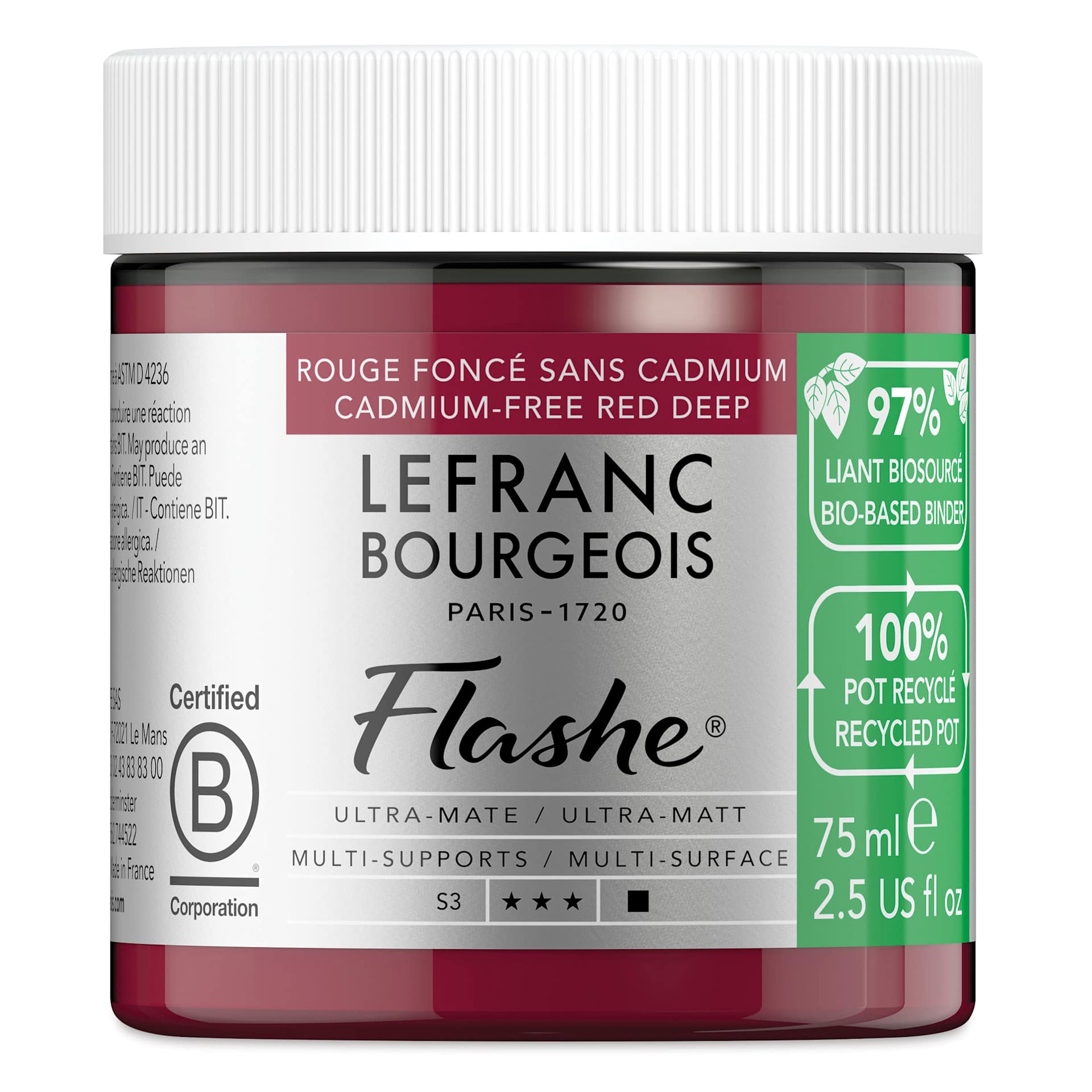 Lefranc Bourgeois Flashe Biobased Paint - Cadmium Free Red Deep, 75 ml