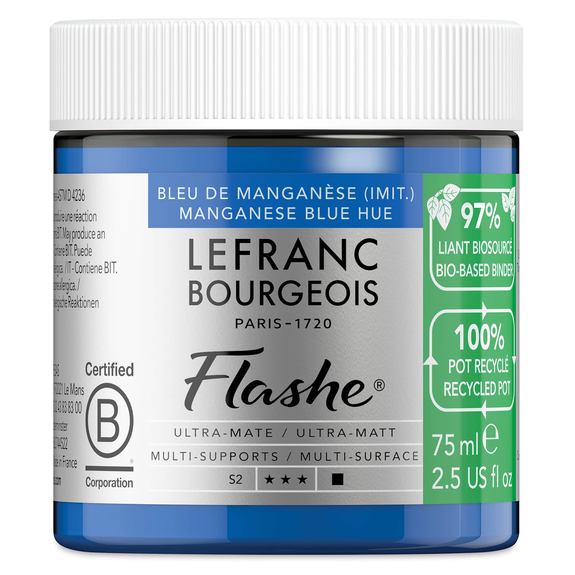 Lefranc Bourgeois Flashe Biobased Paint - Manganese Blue Hue, 75 ml