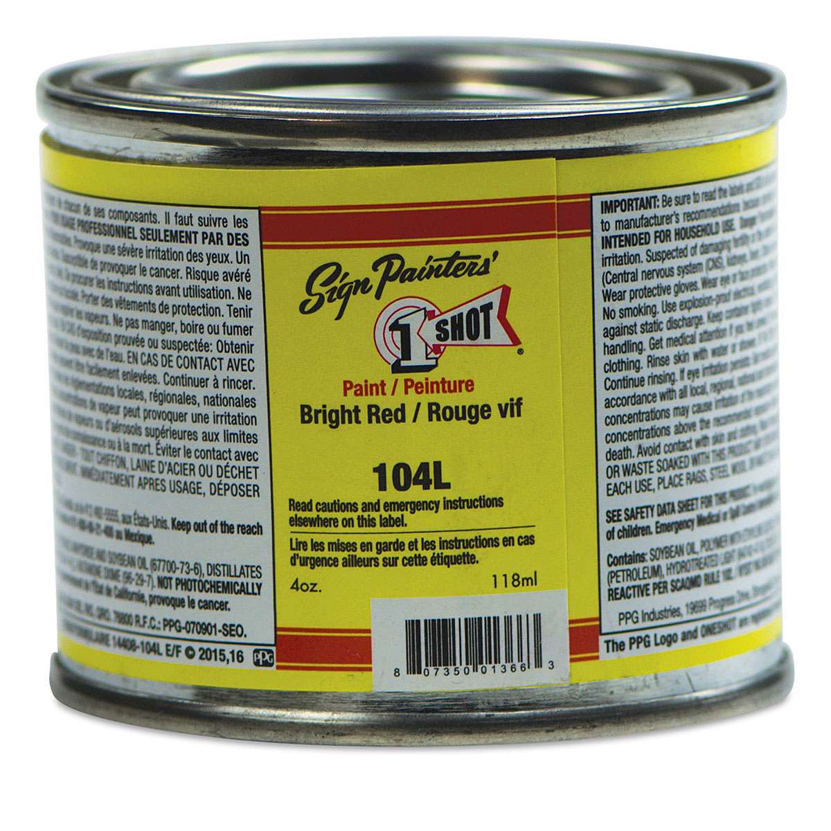1-Shot Lettering Enamel - Bright Red, 4 oz