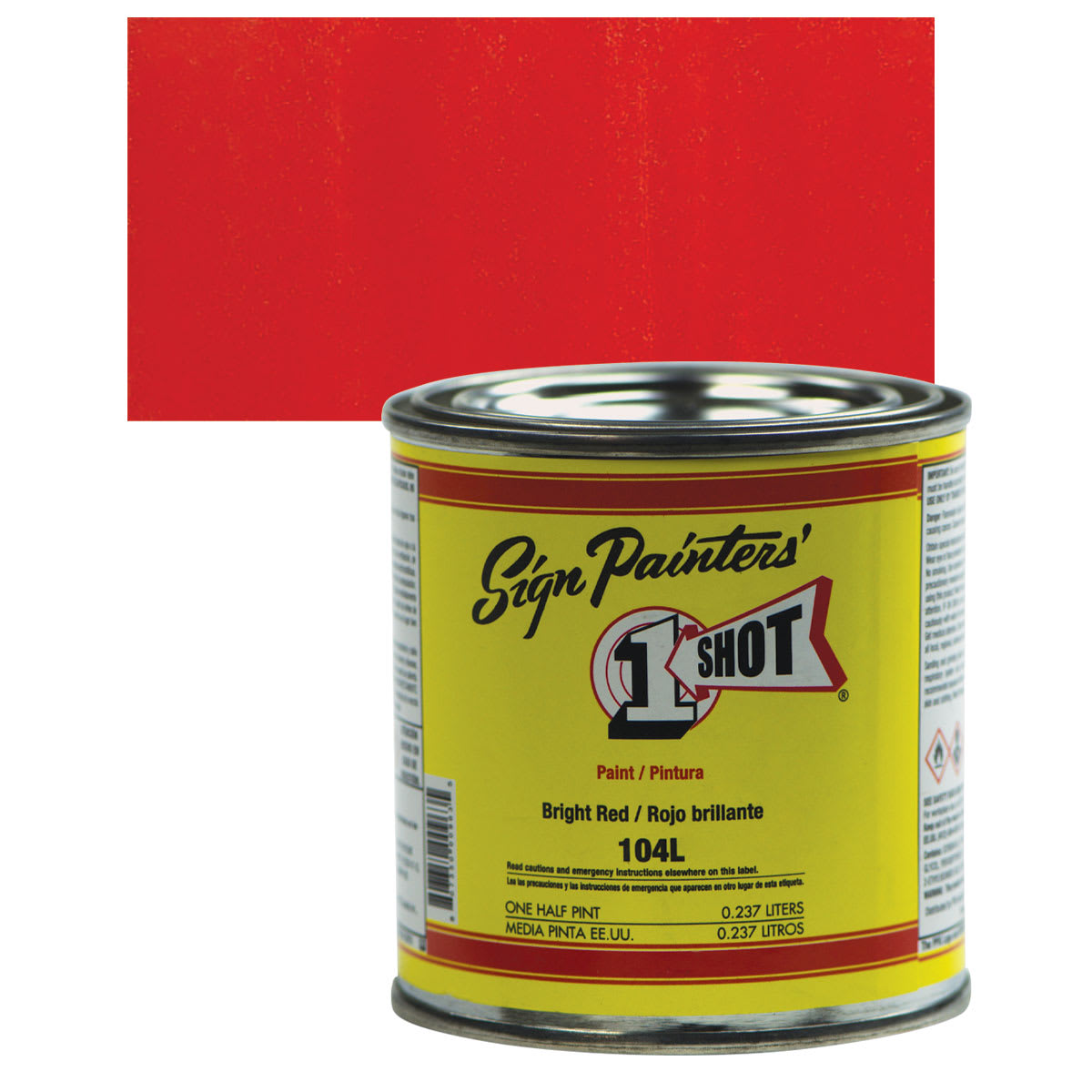 1-Shot Lettering Enamel - Bright Red, 8 oz can and swatch