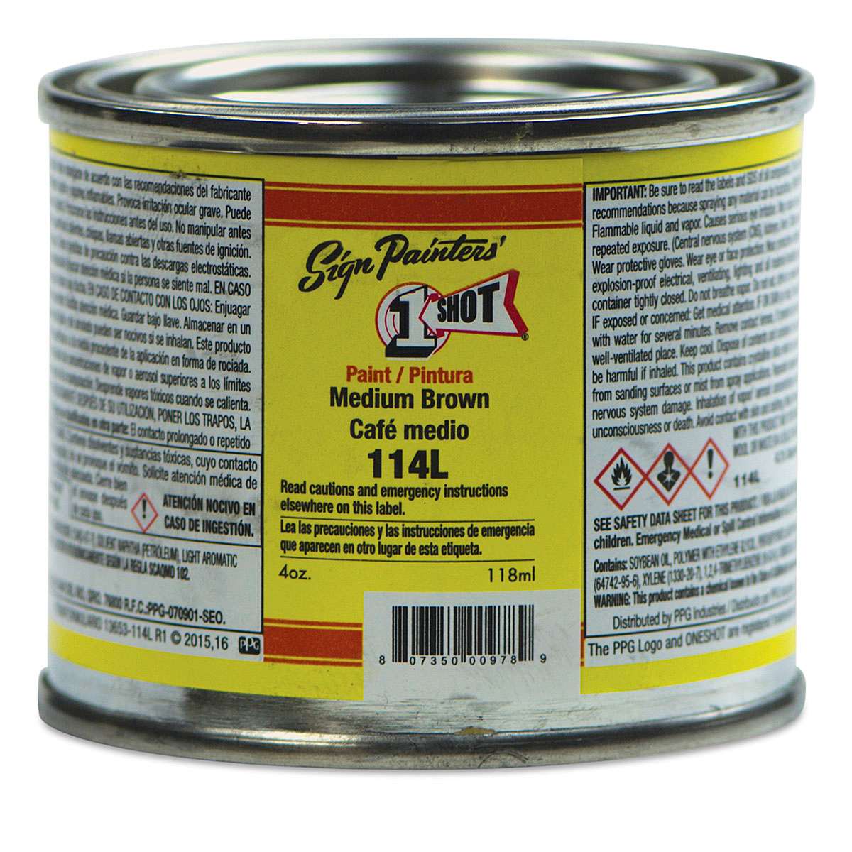 1-Shot Lettering Enamel - Medium Brown, 4oz