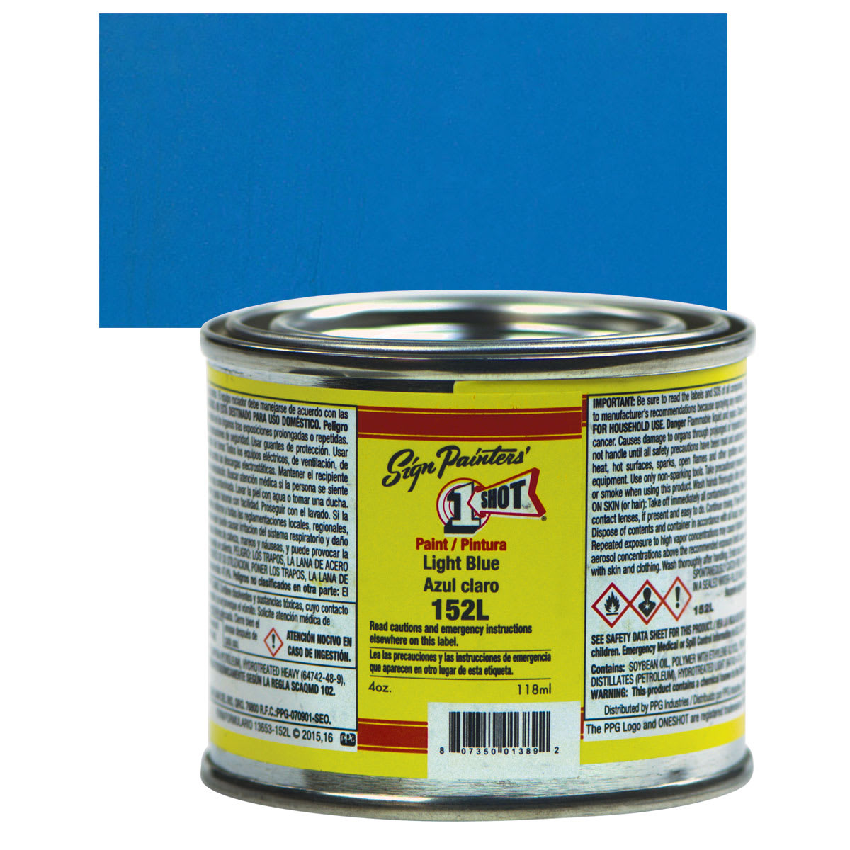 1-Shot Lettering Enamel - Light Blue, 4 oz can and swatch