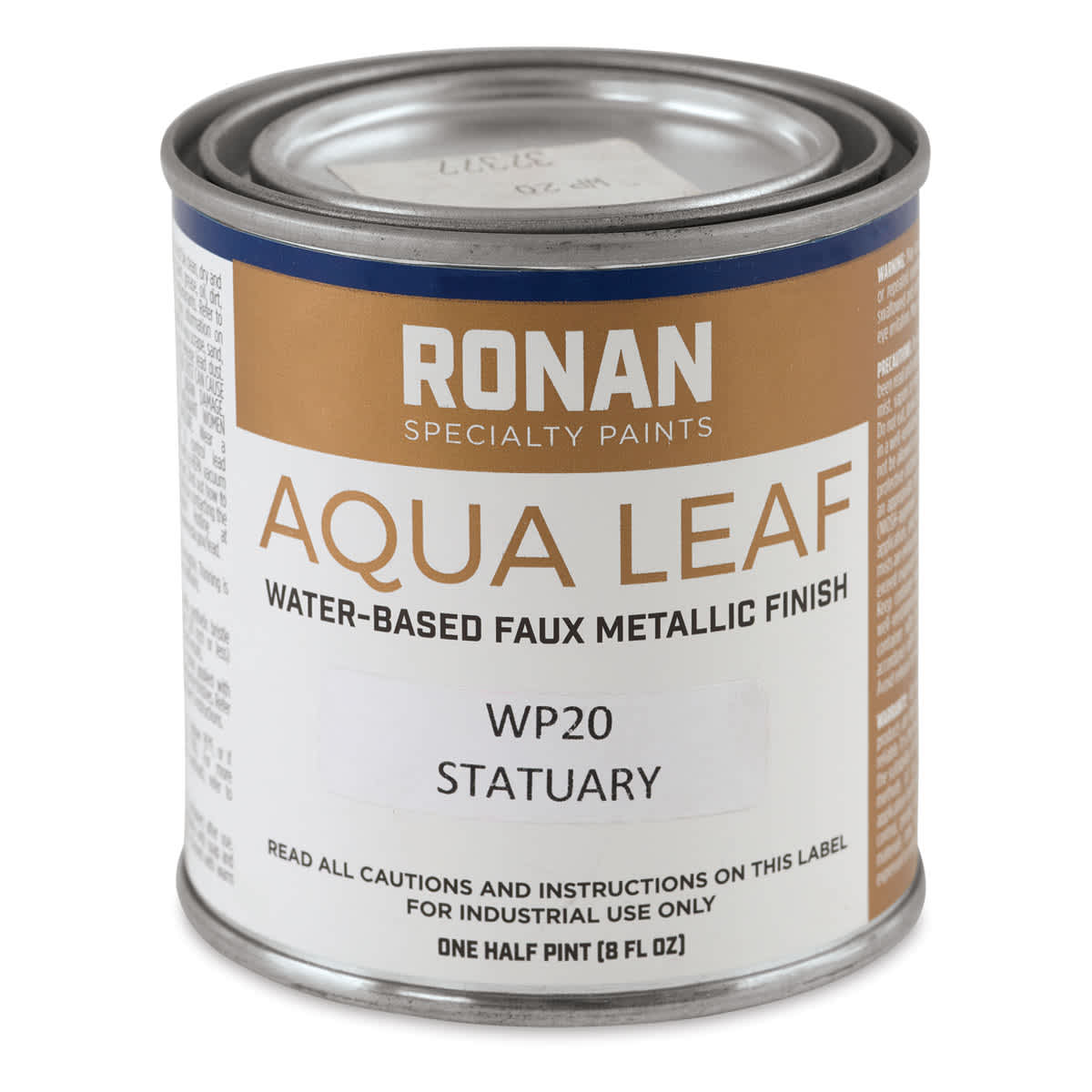 Ronan Aqua Leaf Water-Based Faux Metallic Color - Statuary, 1/2 Pint