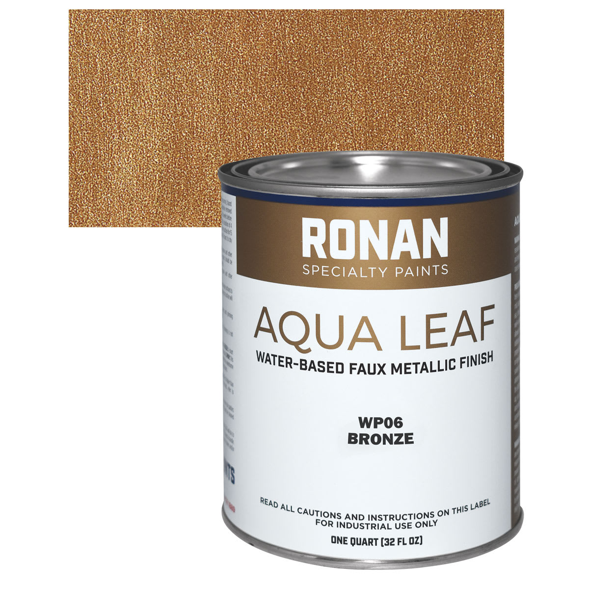 Ronan Aqua Leaf Water-Based Faux Metallic Color - Bronze, Quart and swatch
