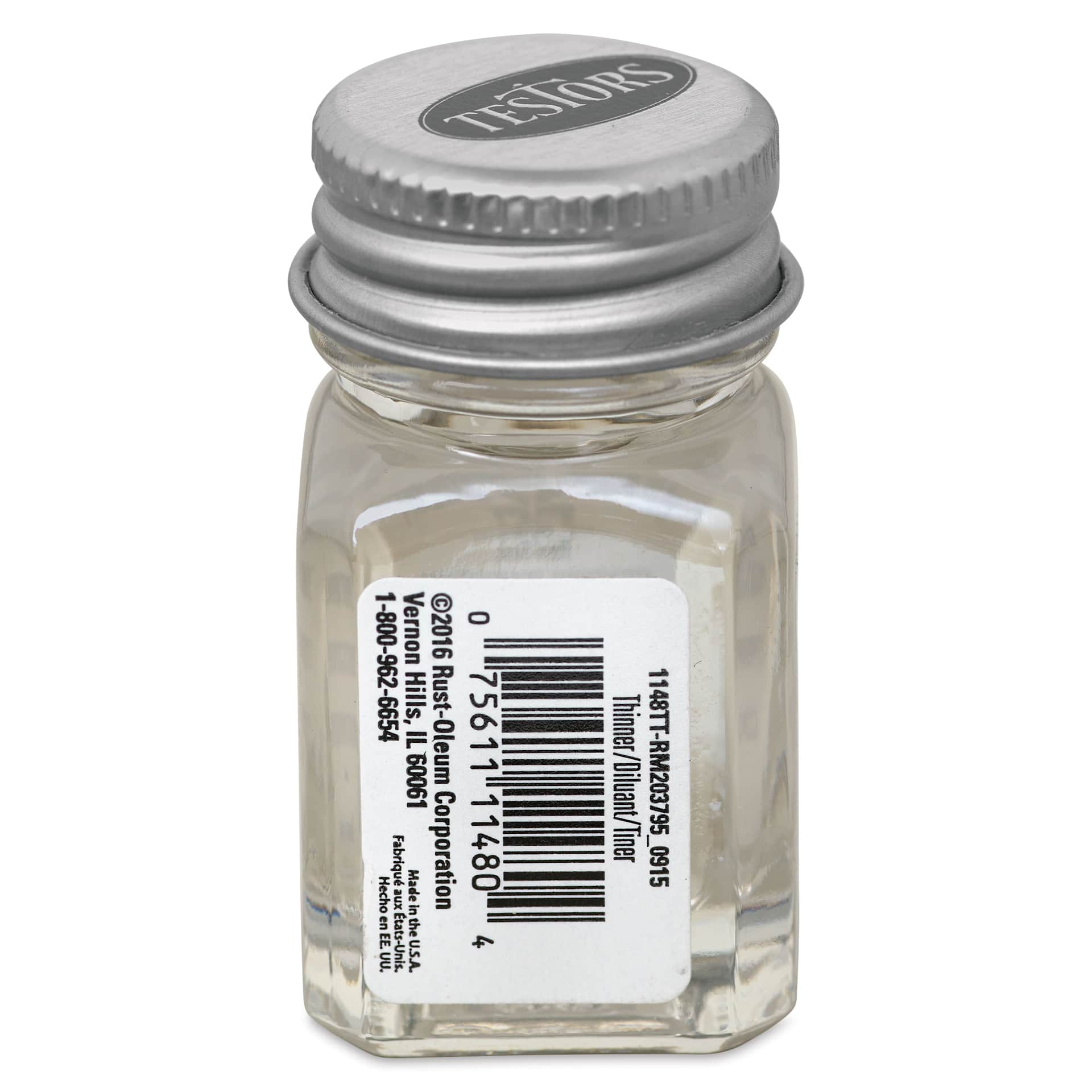  Back of the 0.25 oz bottle of Testors Paint Thinner