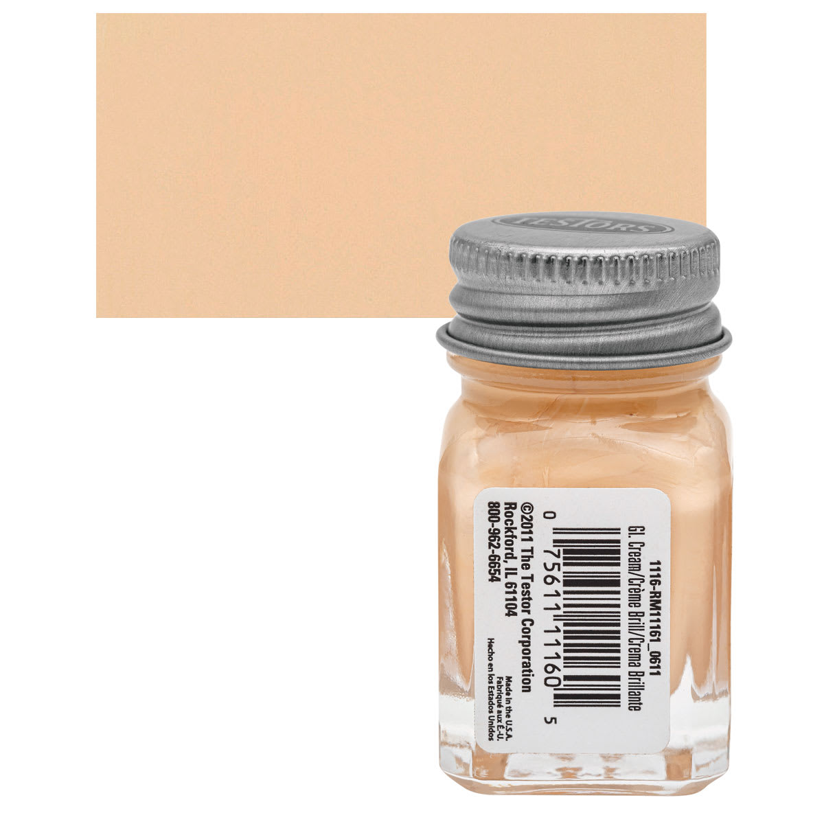 Testors Enamel Paint - Cream, 1/4 oz bottle and swatch