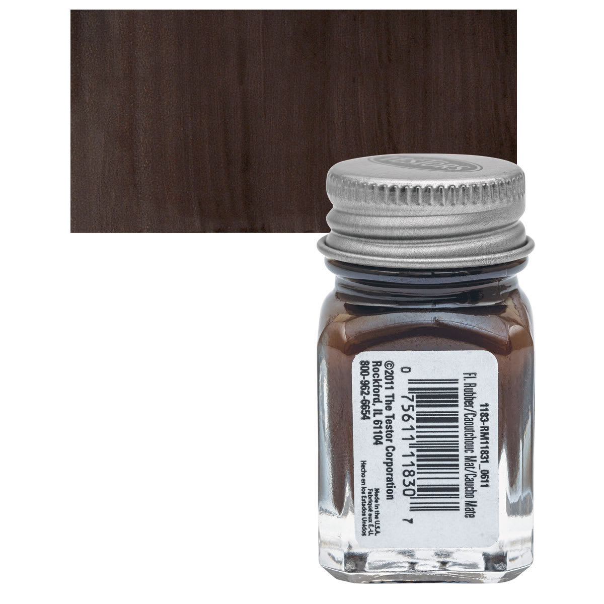 Testors Enamel Paint - Rubber, 1/4 oz bottle and swatch