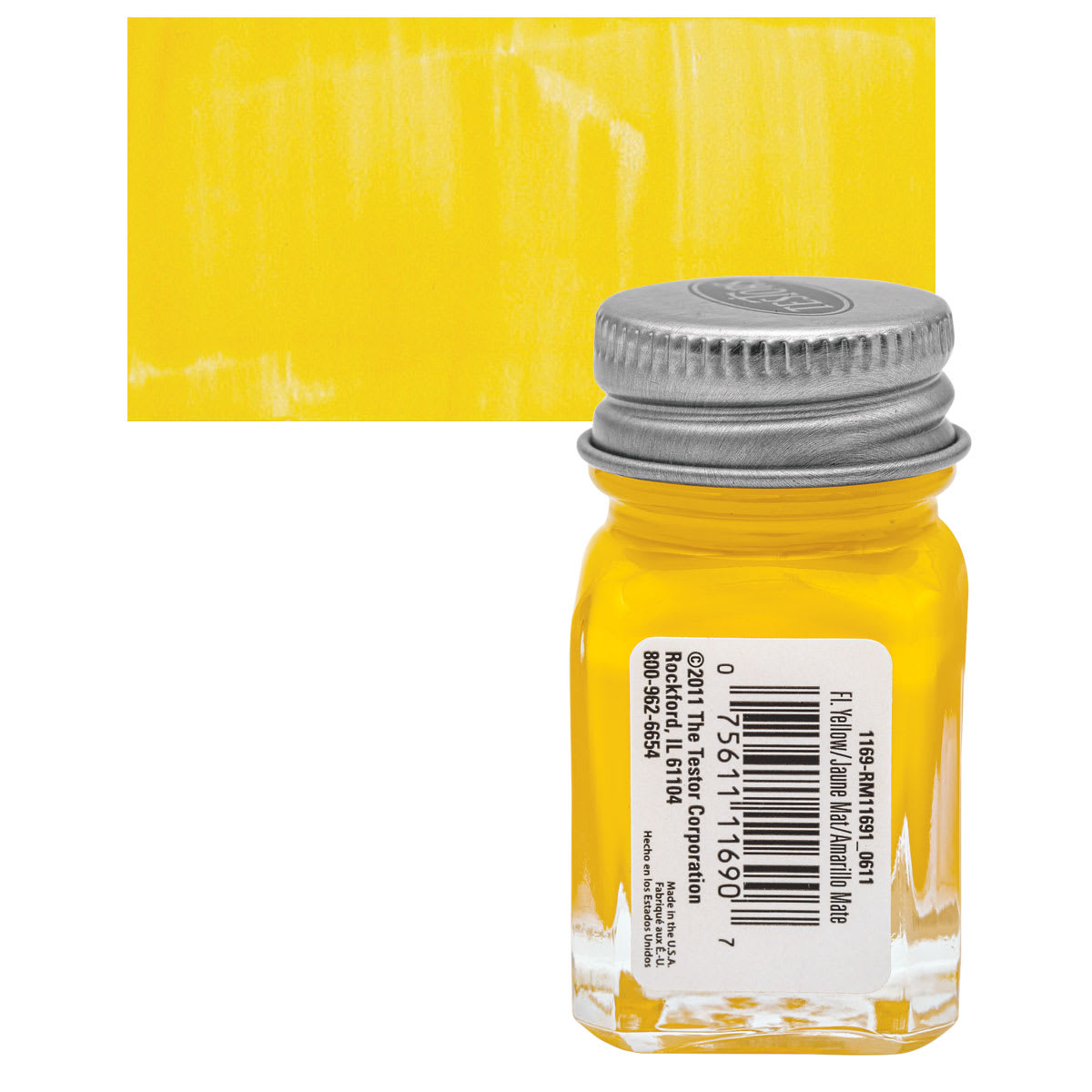 Testors Enamel Paint - Yellow, 1/4 oz bottle and swatch