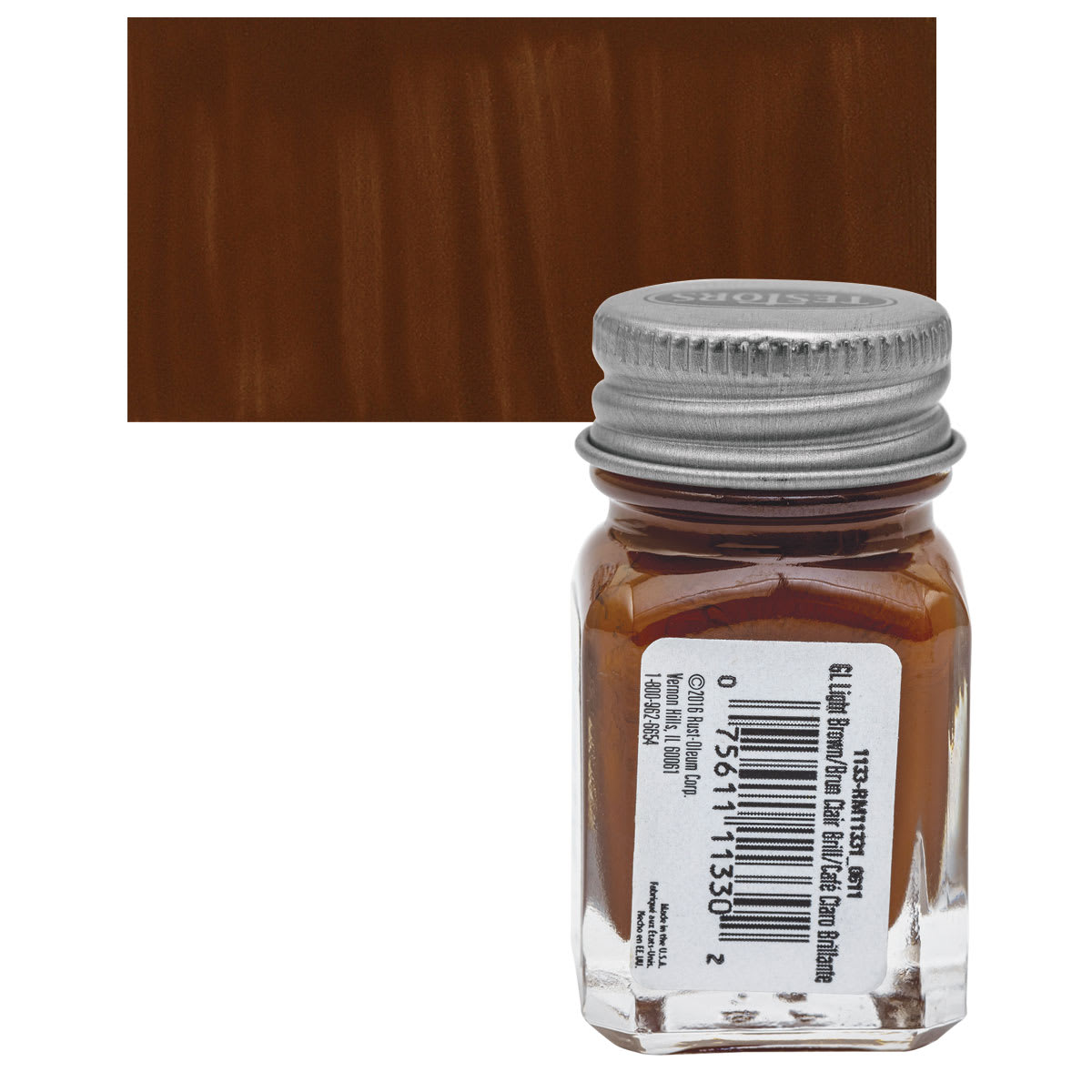 Testors Enamel Paint - Light Brown, 1/4 oz bottle and swatch