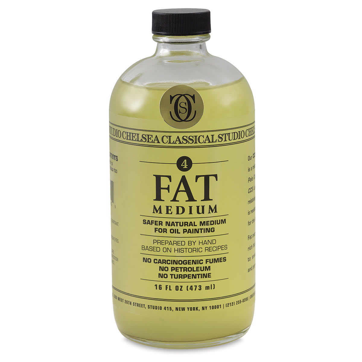 Chelsea Classical Studio Oil Fat Medium - Front of 16 oz bottle