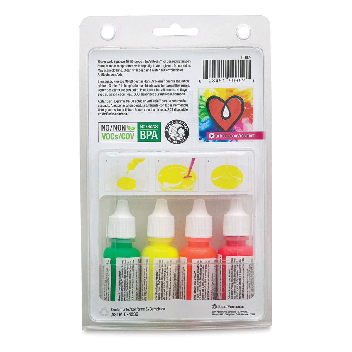 ArtResin ResinTint - Neons, Set of 4, 0.5 oz, Bottle