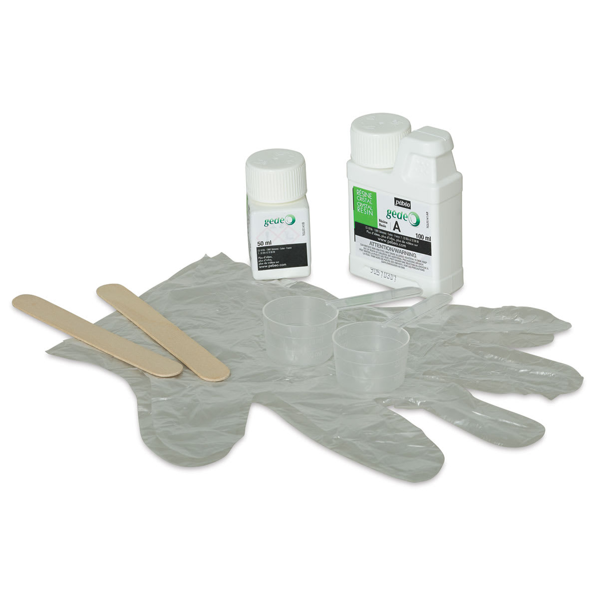 Pebeo Gedeo Bio-Based Resins - Components of 150 ml Crystal Resin Kit shown