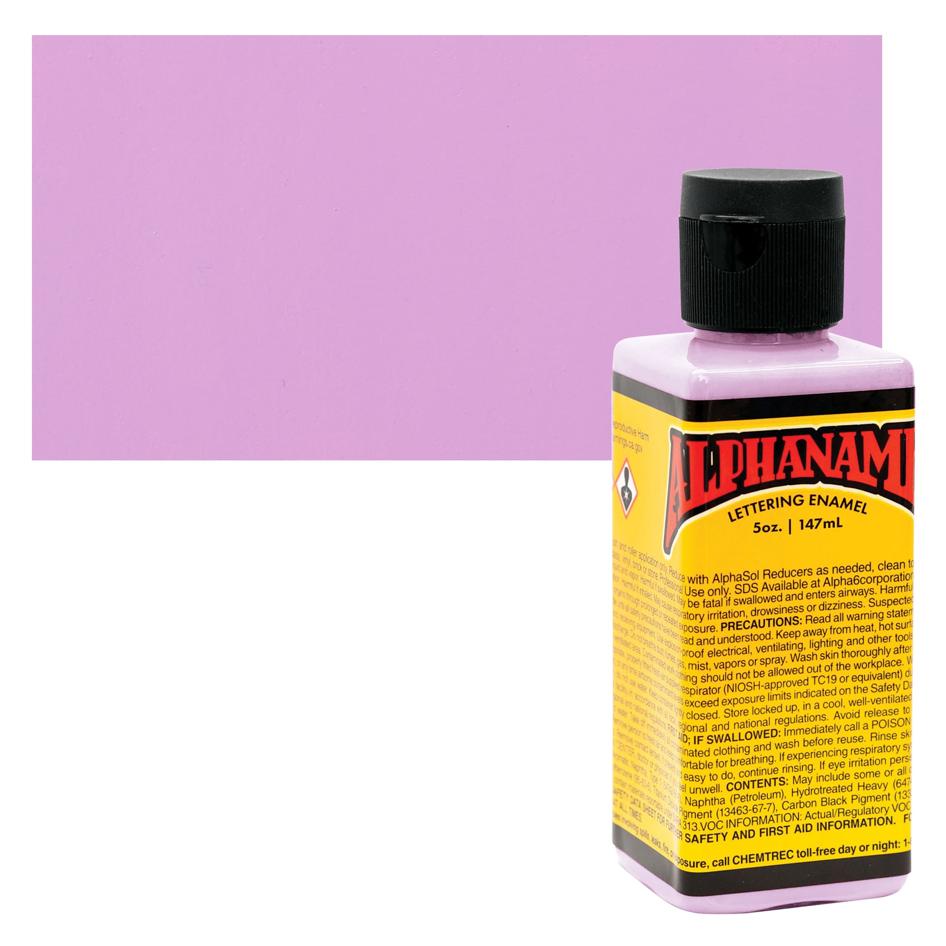 Alpha6 Alphanamel Lettering Enamel - Blackberry Sherbet, 147 ml - Bottle and Swatch