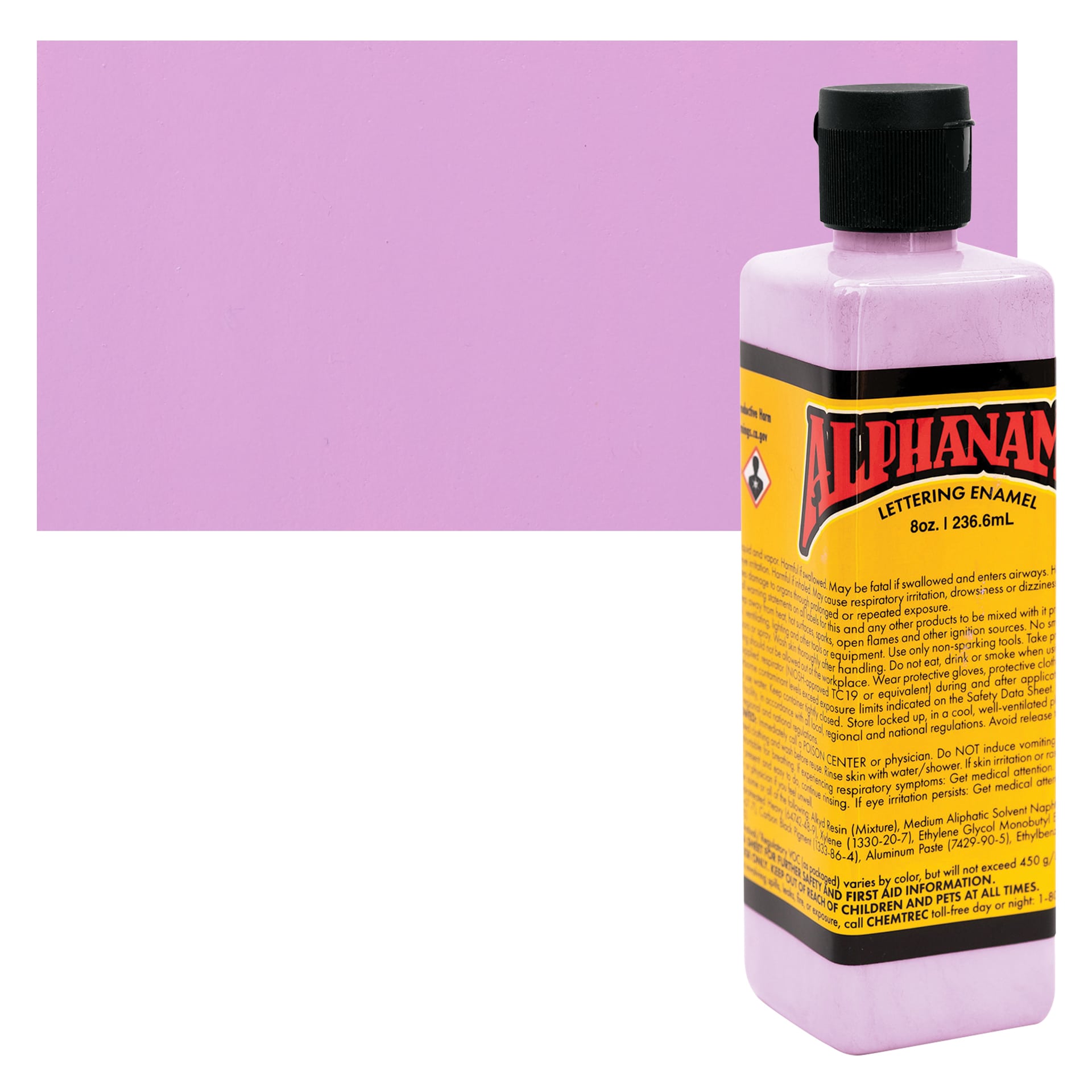 Alpha6 Alphanamel Lettering Enamel - Blackberry Sherbert, 236.6 ml - Bottle and Swatch
