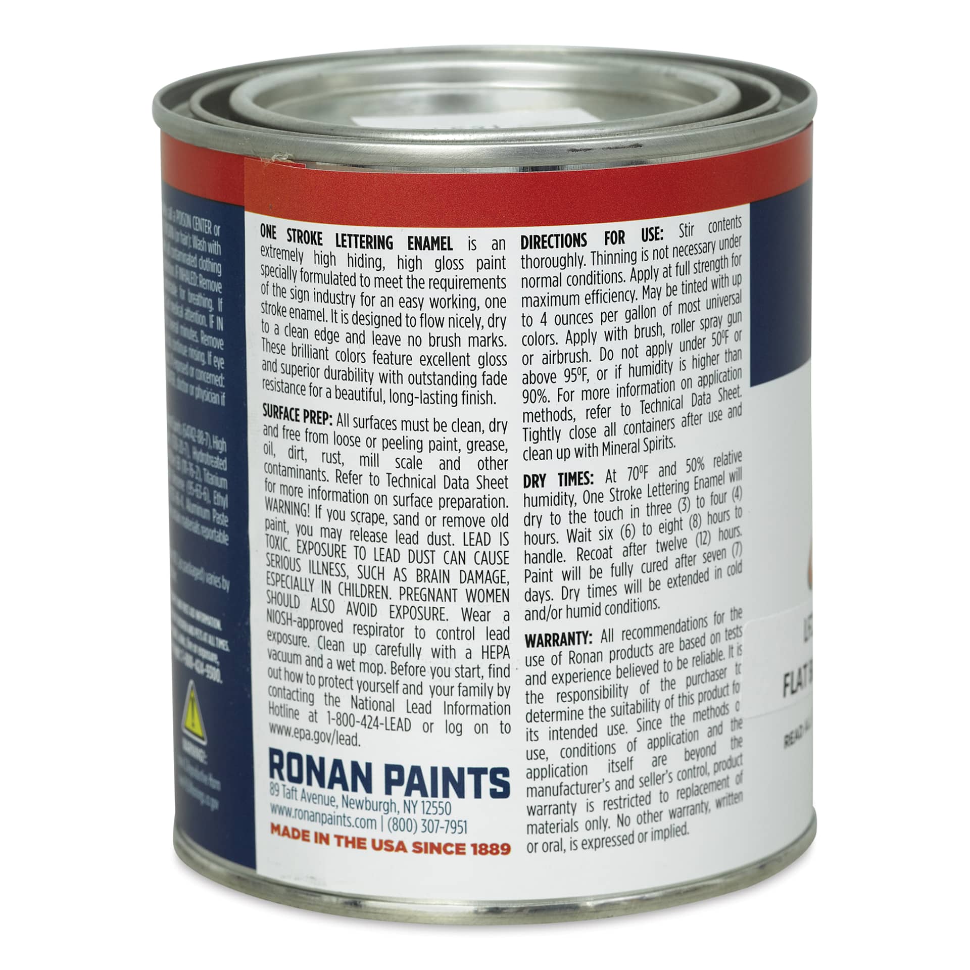 Ronan One Stroke Lettering Enamel - Flat Black, Pint (Back)