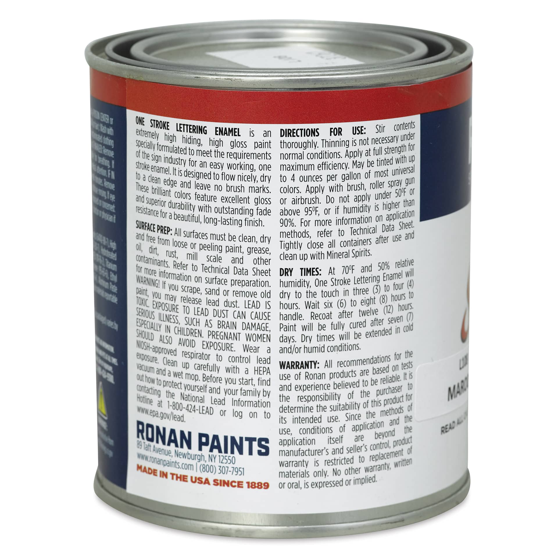Ronan One Stroke Lettering Enamel - Maroon, Pint (Back)