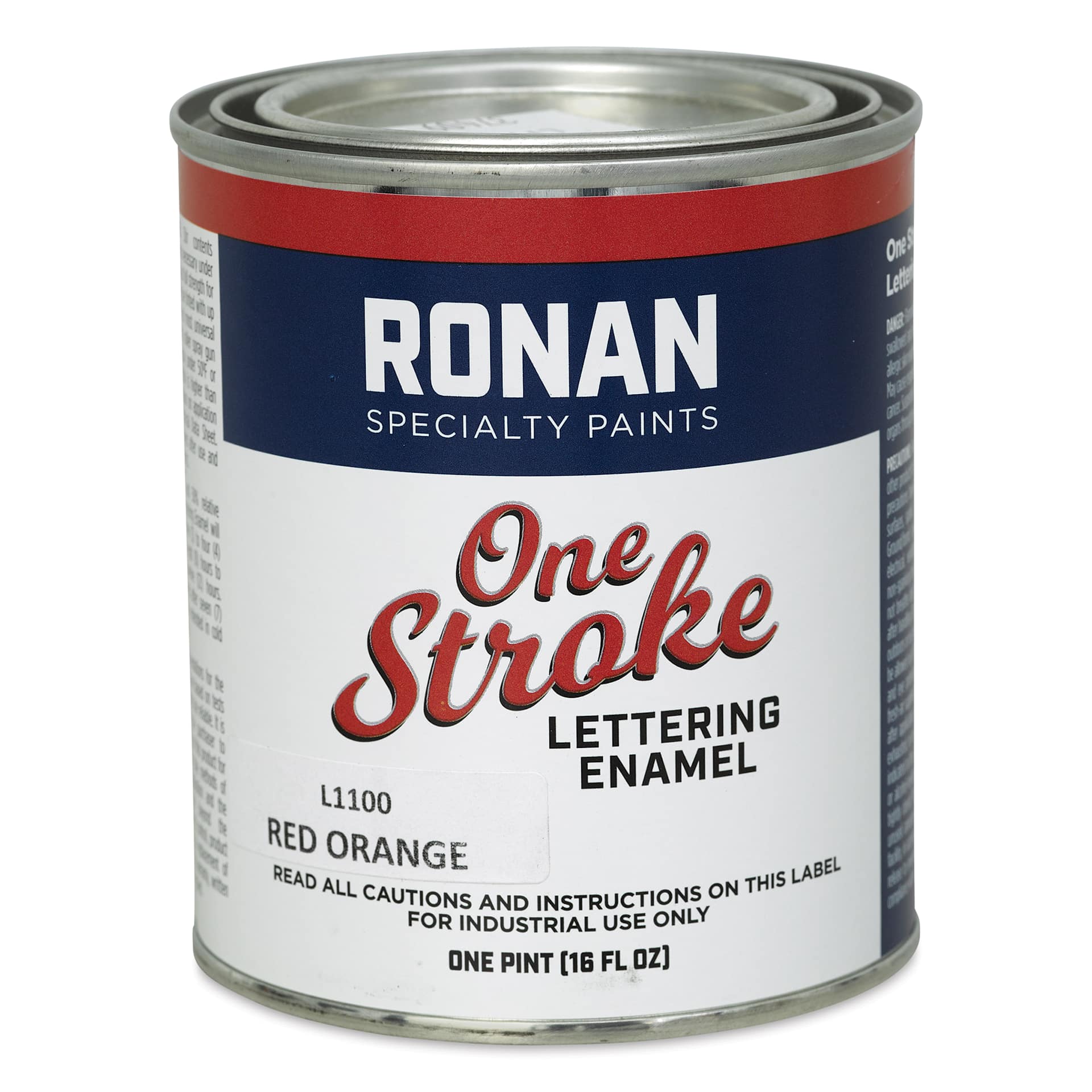 Ronan One Stroke Lettering Enamel - Red Orange, Pint (Front)