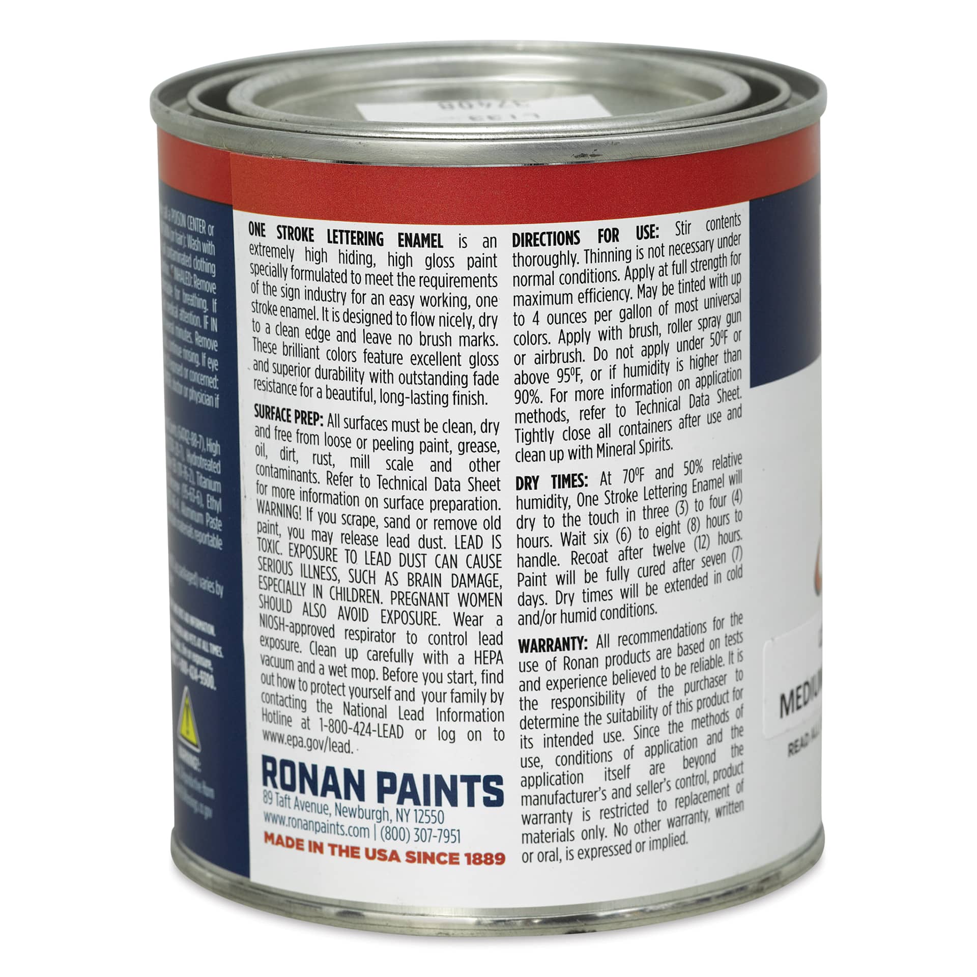 Ronan One Stroke Lettering Enamel - Medium Yellow, Pint (Back)