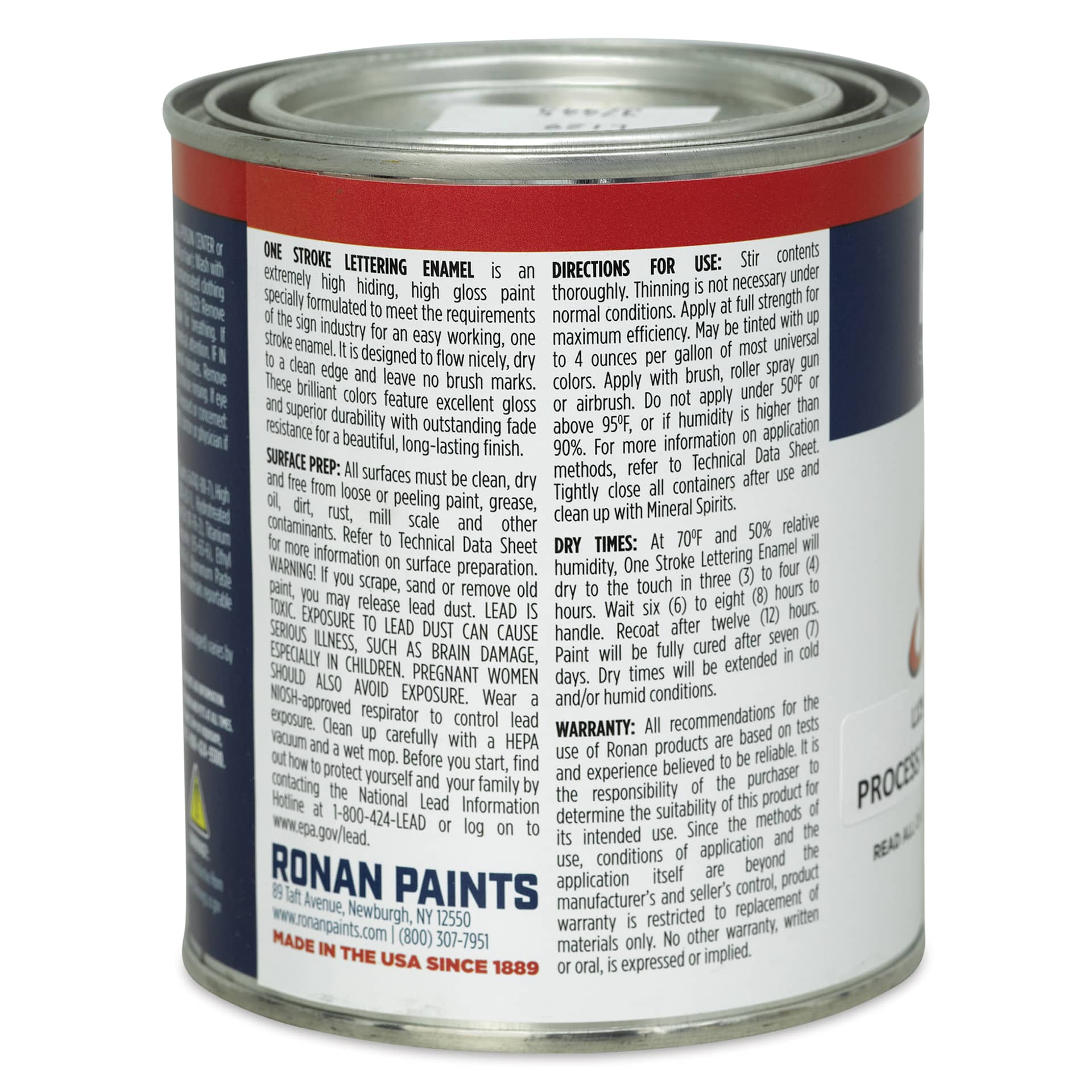 Ronan One Stroke Lettering Enamel - Process Yellow, Pint (Back)